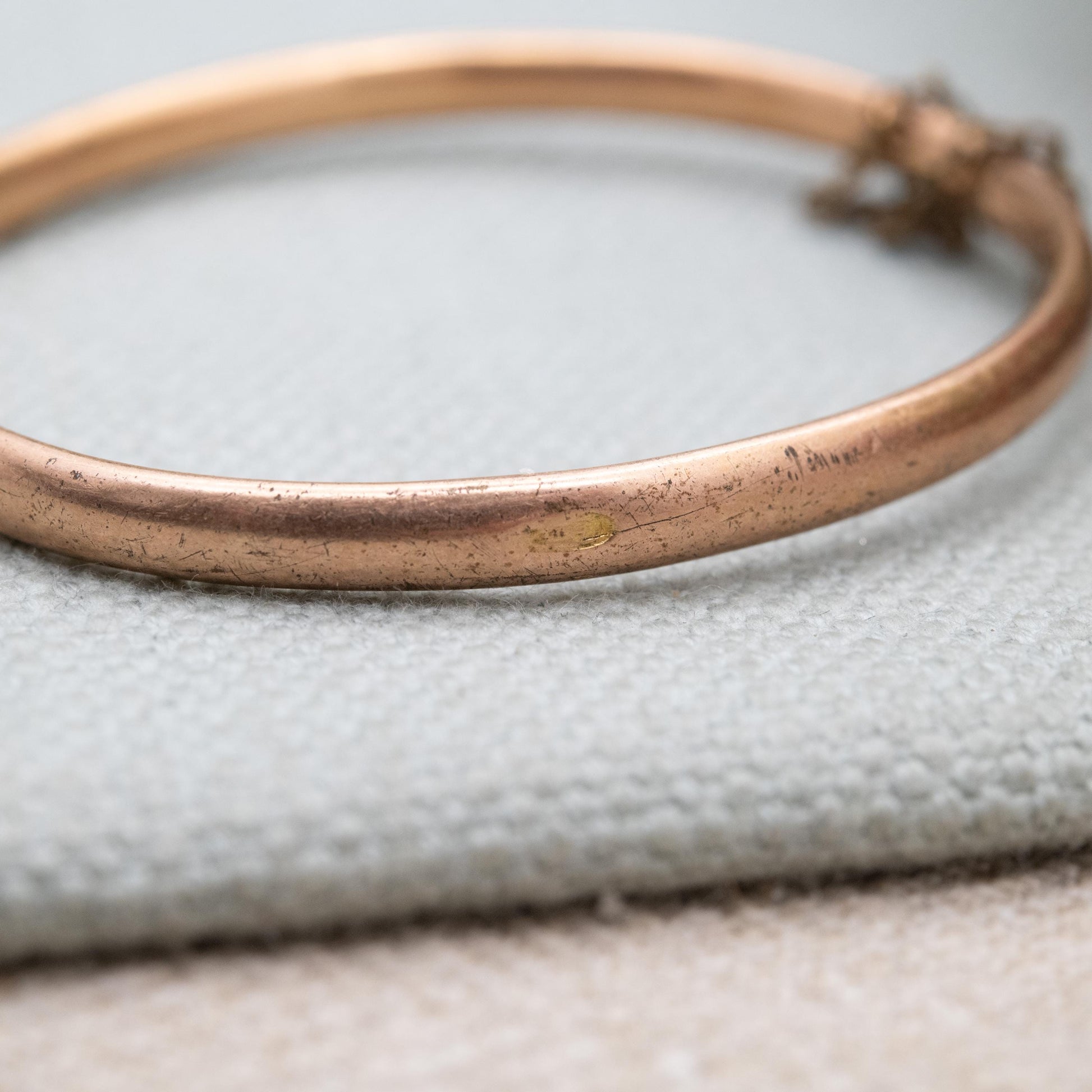 Antique Children's Rolled Gold Bangle Bracelet with Engraved Stars - Small Size