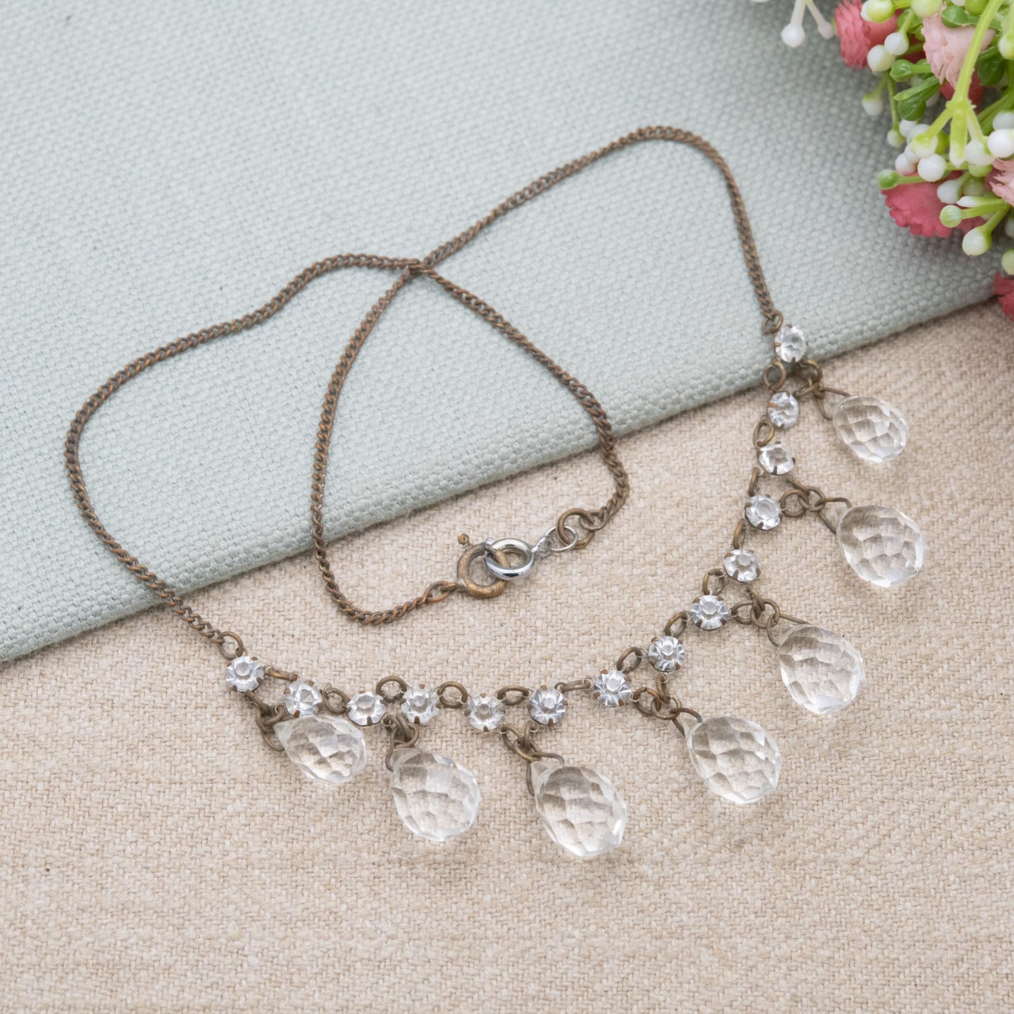 Antique Edwardian Crystal Necklace c. 1910s Bridal Necklace