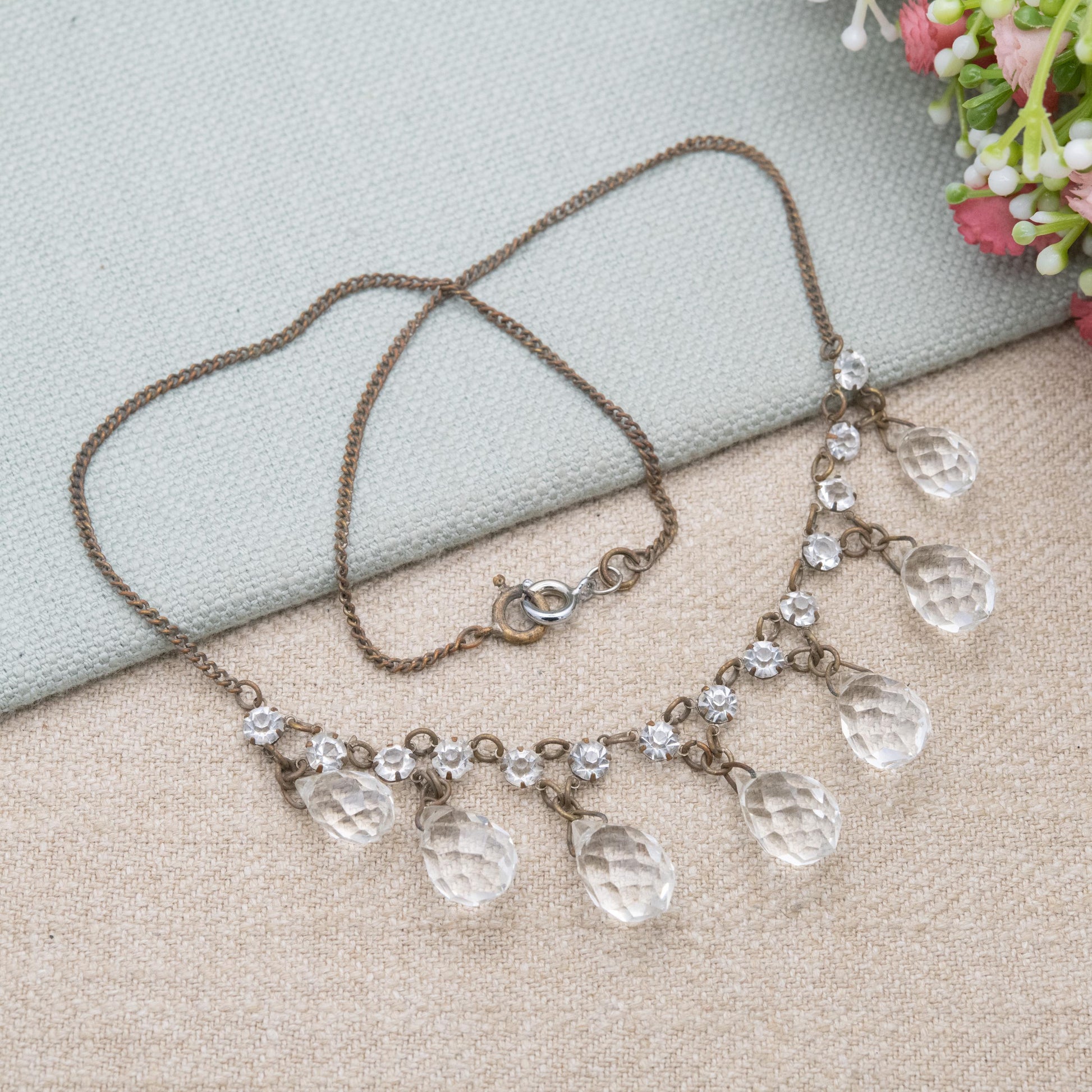 Antique Edwardian Crystal Necklace c. 1910s Bridal Necklace