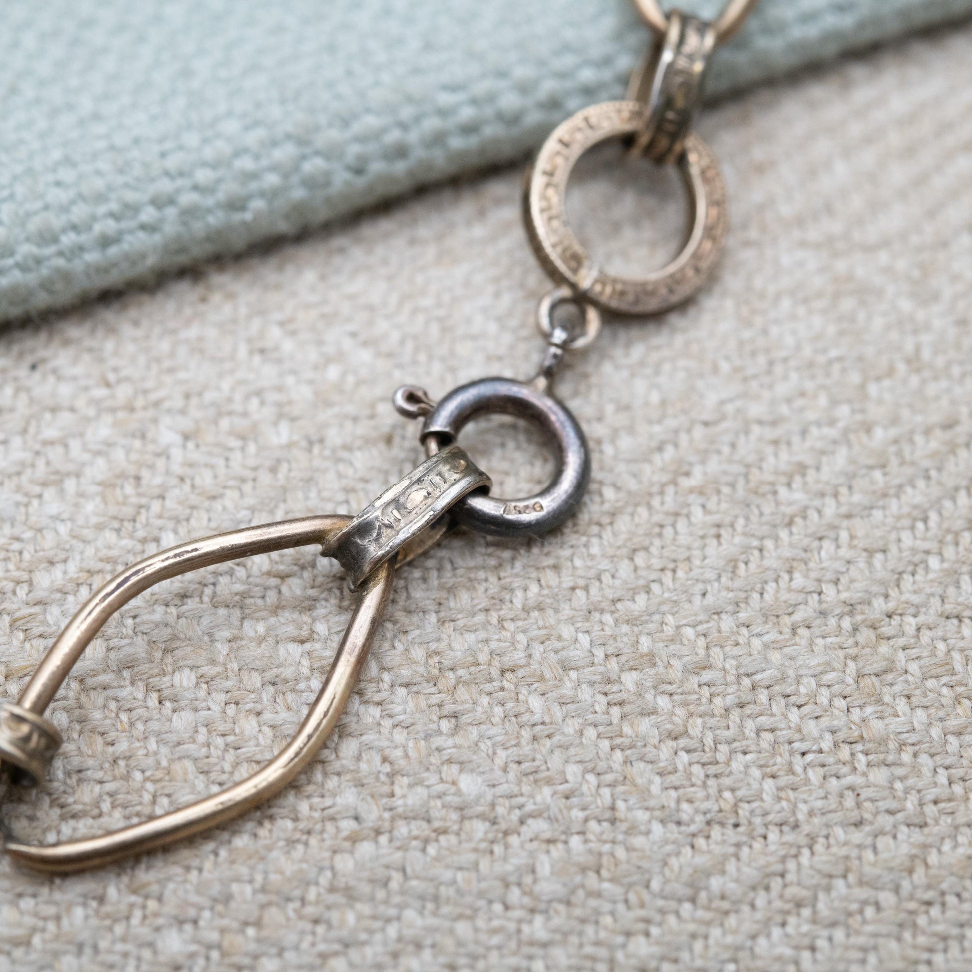 Vintage 12ct Rolled Gold and Silver Bracelet with Pink Paste Stones and Meander Links c. 1960s Signed