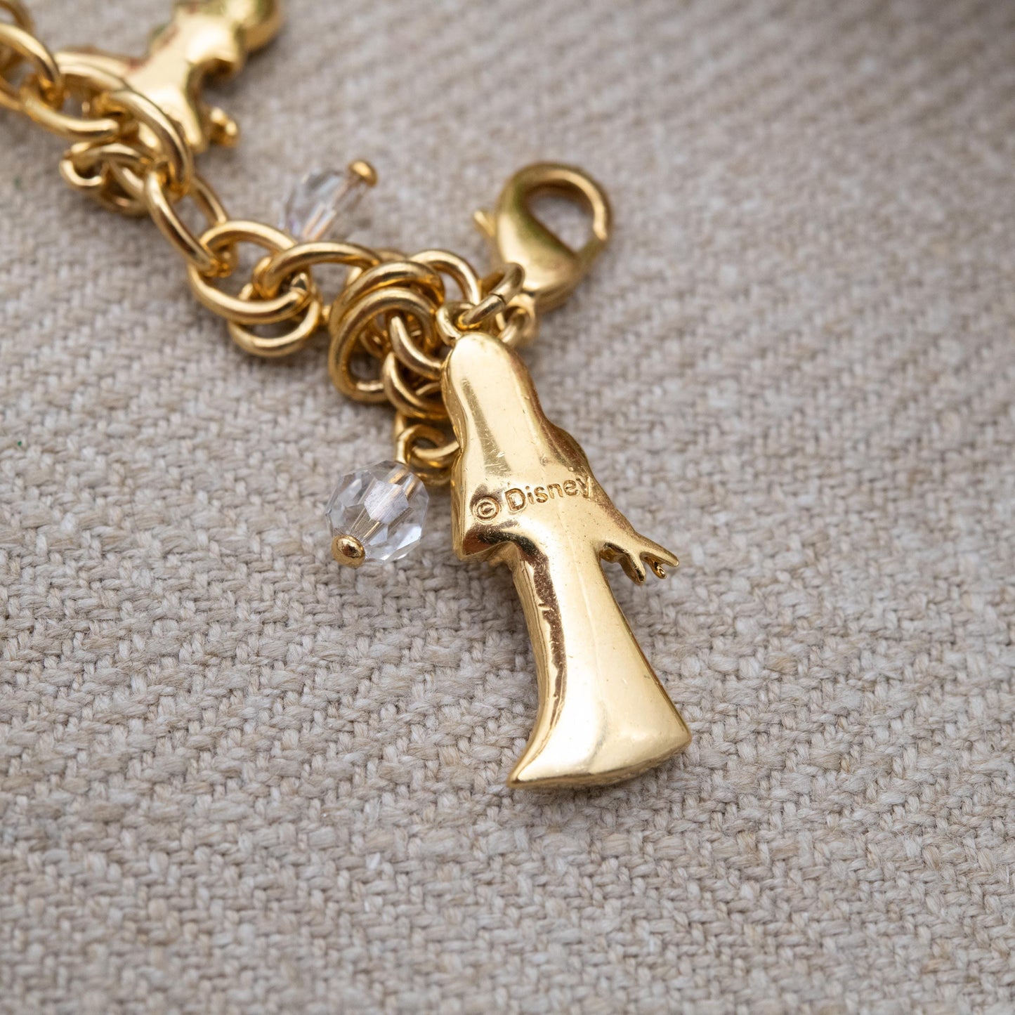 Disney Princess Charm Bracelet 24K Gold Plated with Swarovski Crystals by Bradford Gold Exchange