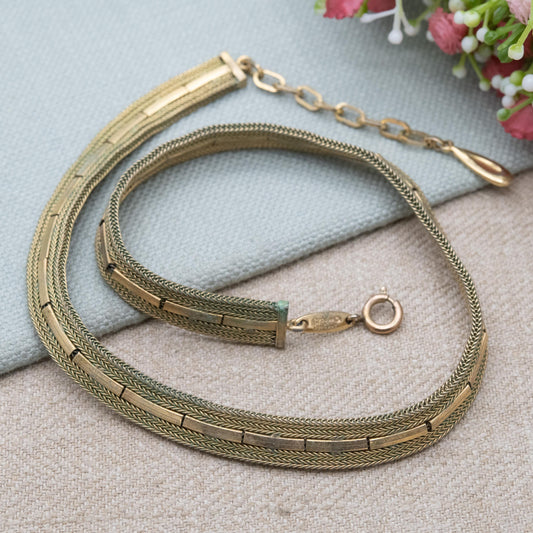 Vintage Grossé Collar Necklace 1961 German Designer - Gold Tone Mesh Style Signed Jewellery