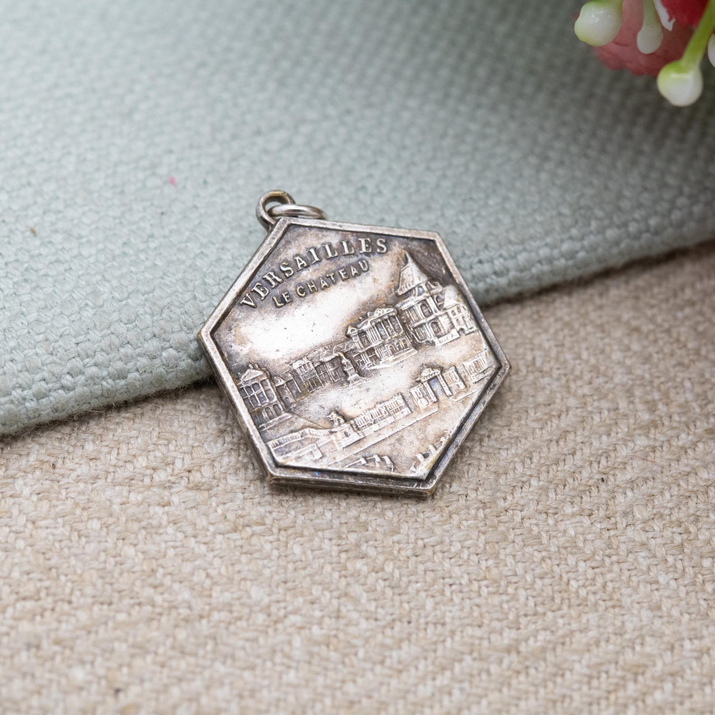 Vintage French Silver Versailles Le Chateau Pendant - Palace of Versailles Souvenir Jewellery
