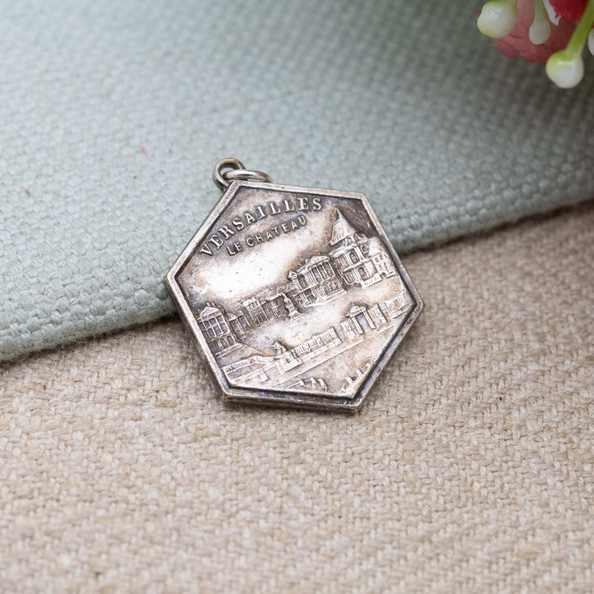 Vintage French Silver Versailles Le Chateau Pendant - Palace of Versailles Souvenir Jewellery