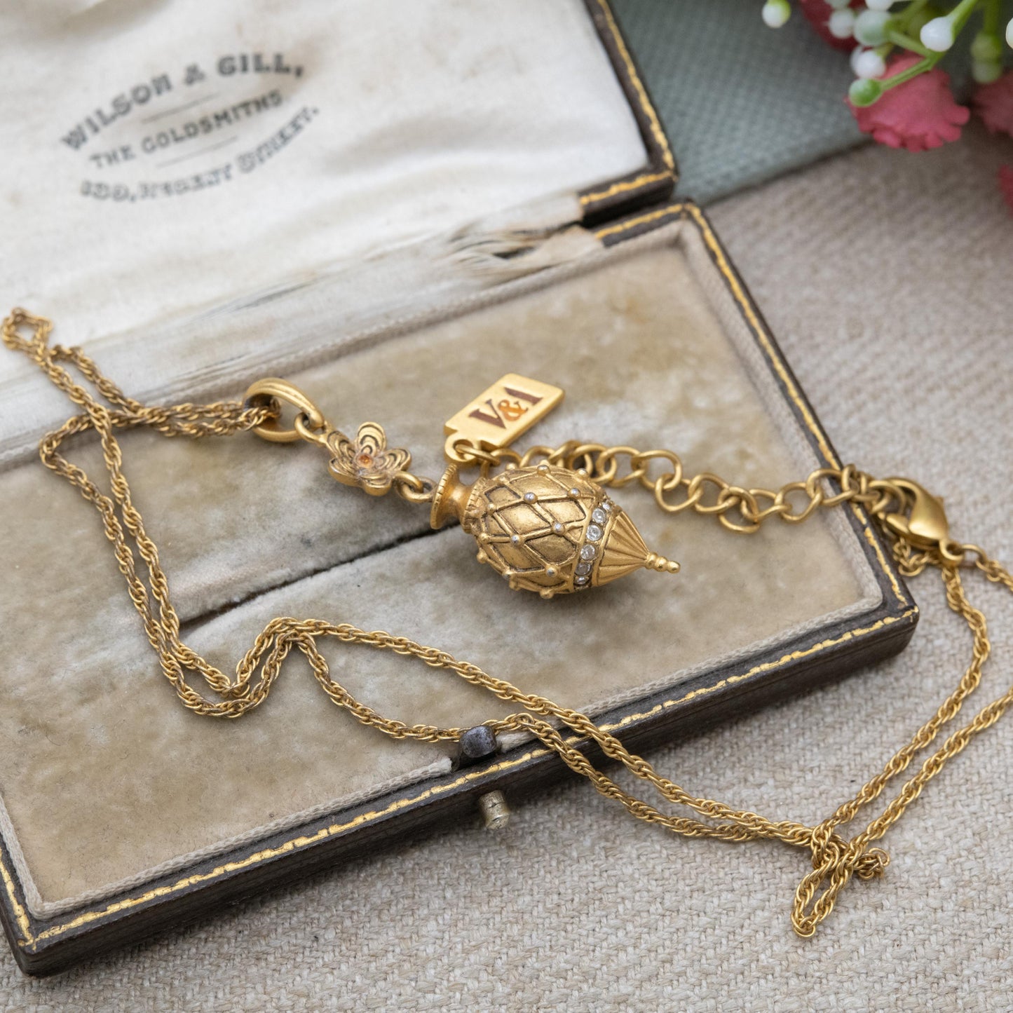 V&A Egg Drop Pendant Necklace in the Style of Castellani - Victoria and Albert Museum Collection Antique Reproduction