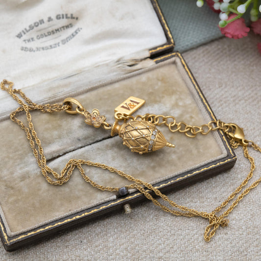 V&A Egg Drop Pendant Necklace in the Style of Castellani - Victoria and Albert Museum Collection Antique Reproduction