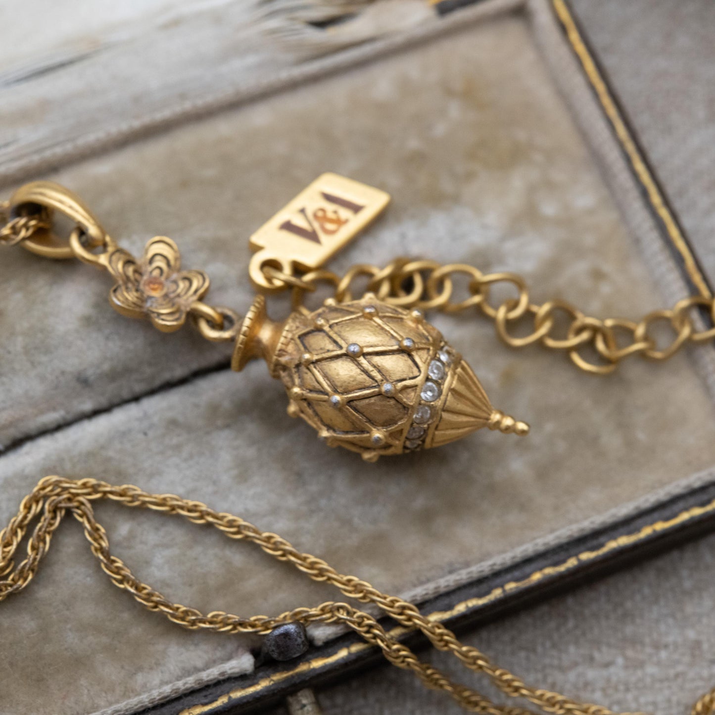 V&A Egg Drop Pendant Necklace in the Style of Castellani - Victoria and Albert Museum Collection Antique Reproduction