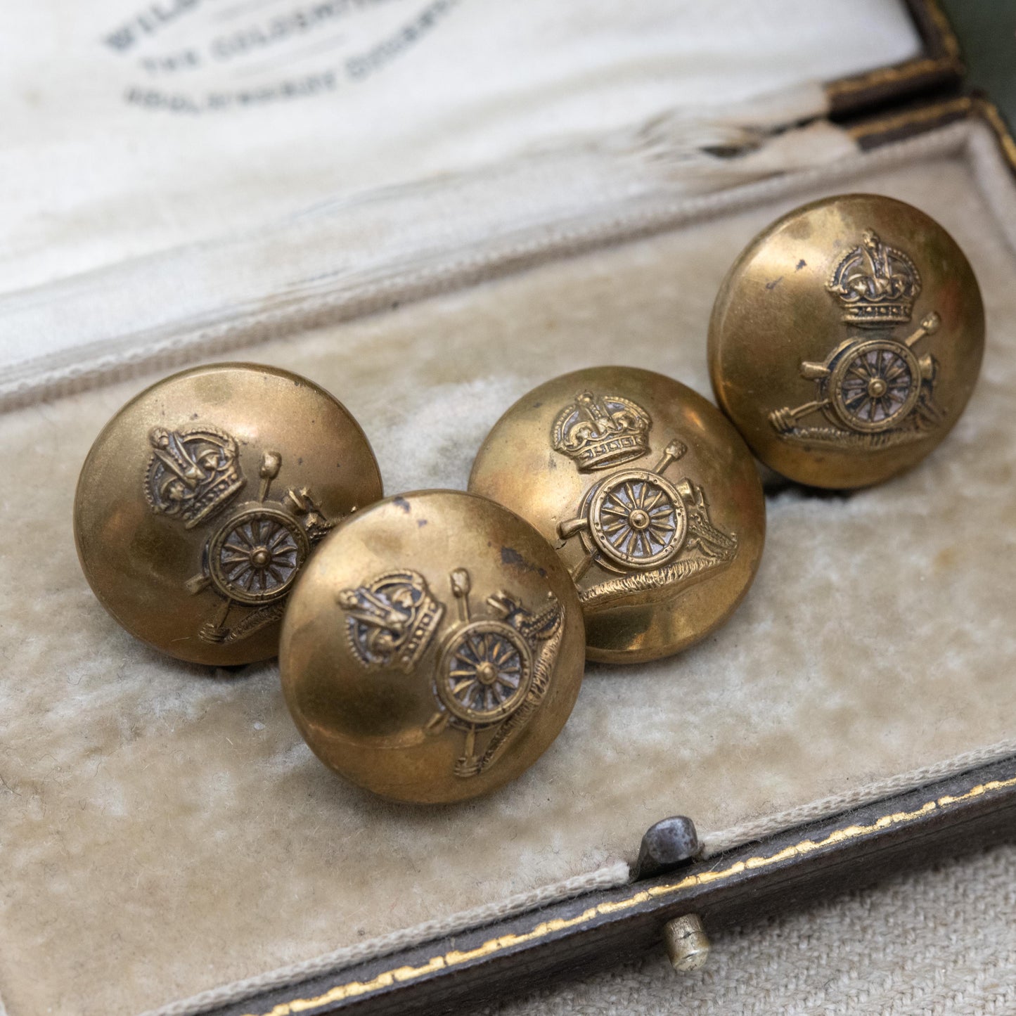 Armfield Ltd British Army Royal Artillery Button Set of Four c. 1940s - Made in Birmingham | WWII Collectable