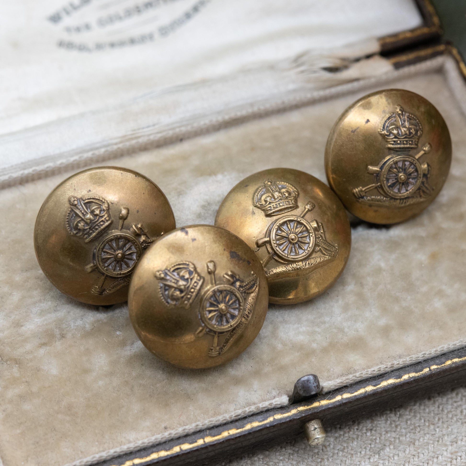 Armfield Ltd British Army Royal Artillery Button Set of Four c. 1940s - Made in Birmingham | WWII Collectable