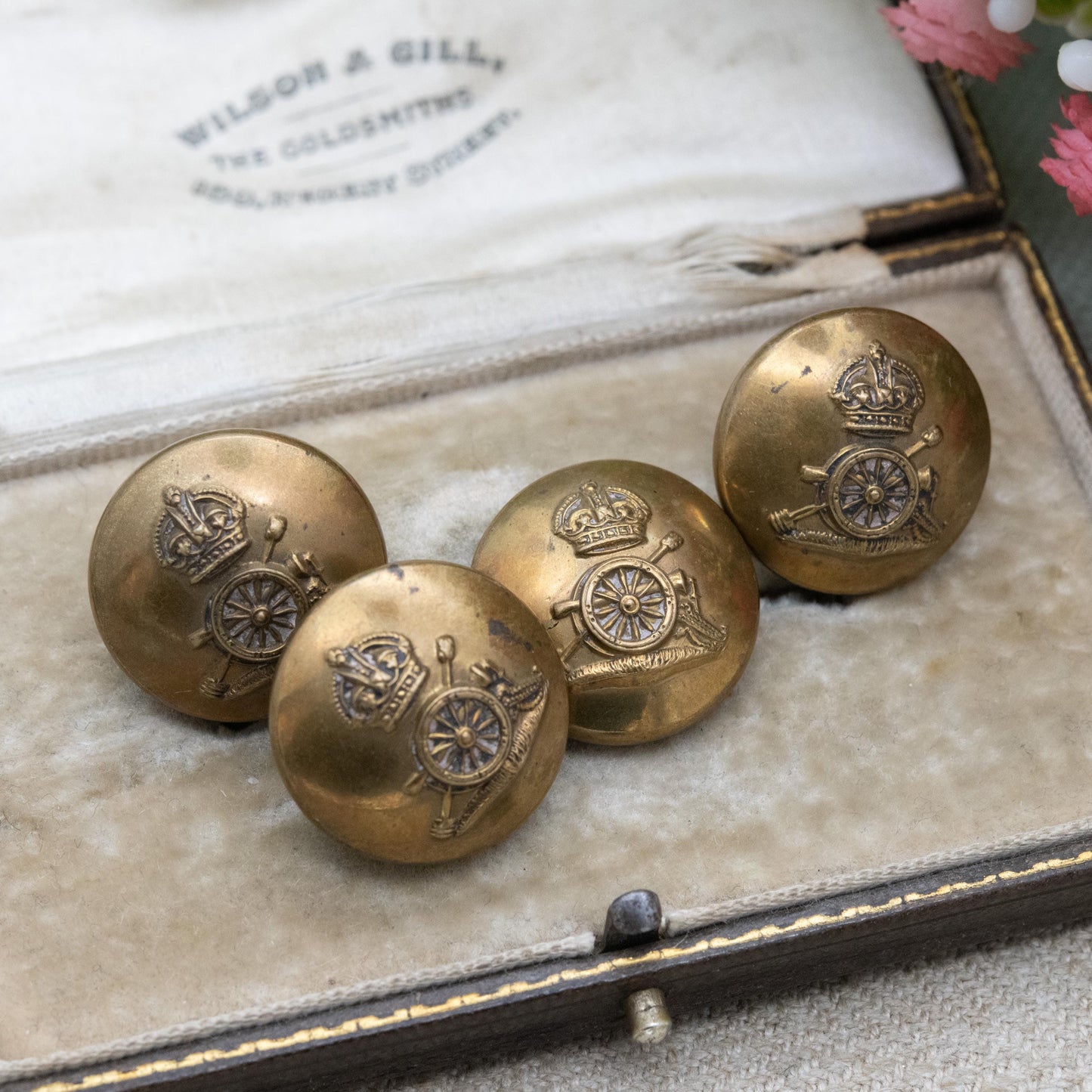 Armfield Ltd British Army Royal Artillery Button Set of Four c. 1940s - Made in Birmingham | WWII Collectable