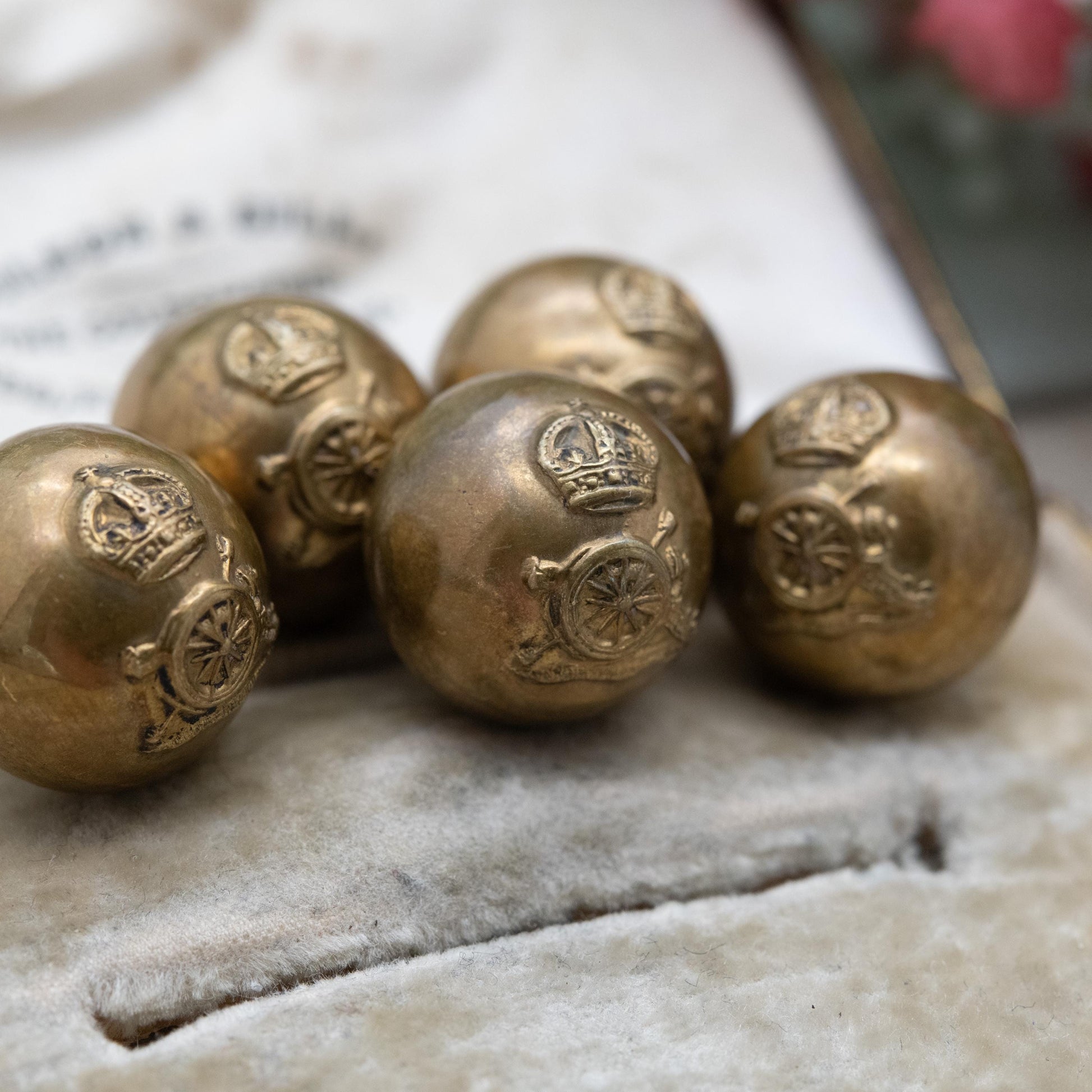 British Army Royal Artillery Buttons by Pitt & Co Set of Five - Maddox Street London