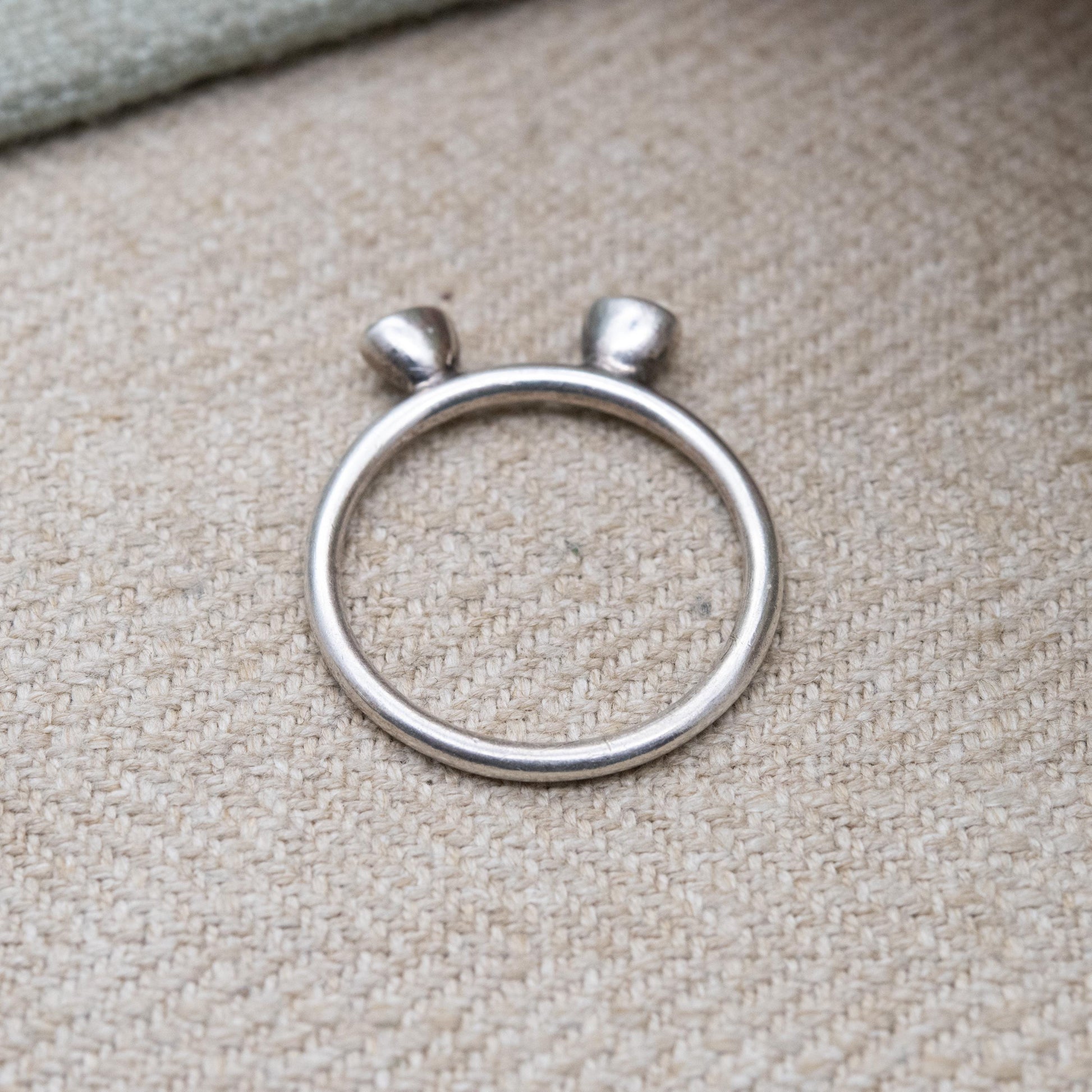 Danish Hans Henrik Nygaard HHN Sterling Silver Two Stone Ring - Minimal Stacking Ring | UK Size - R | US Size - 8 3/4