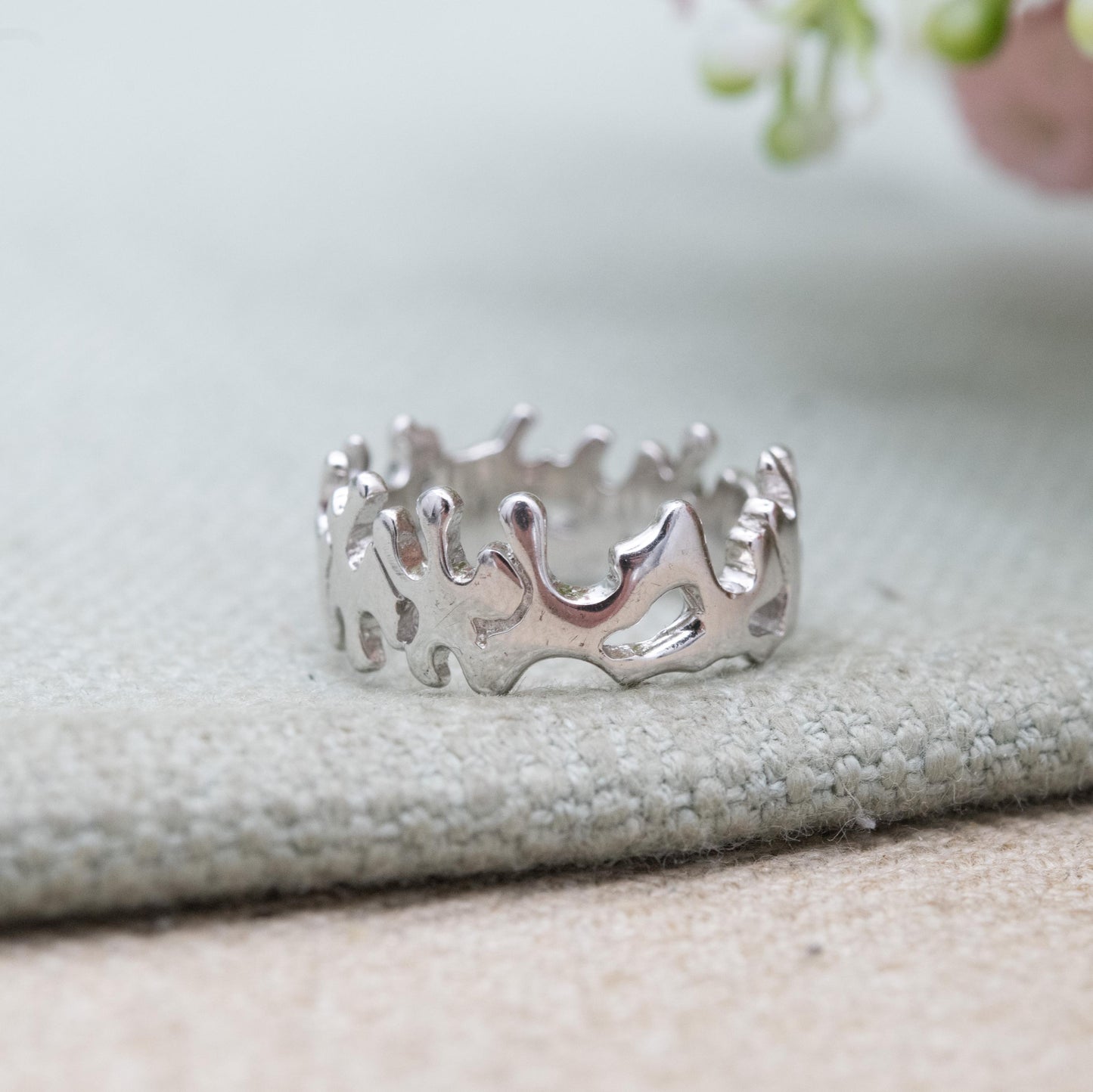 Vintage Sterling Silver Figural Band Ring - Minimalist Chunky Wave Band | UK Size - K 1/2 | US Size - 5 3/4