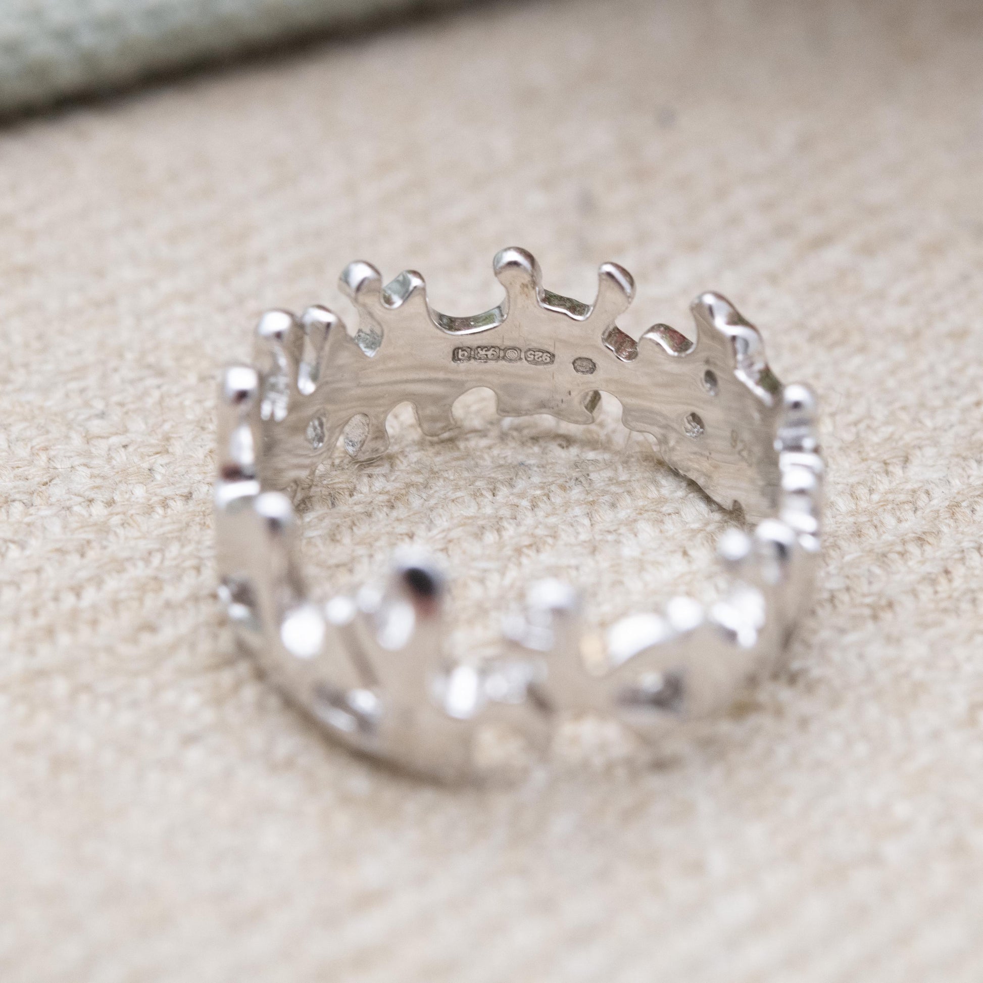 Vintage Sterling Silver Figural Band Ring - Minimalist Chunky Wave Band | UK Size - K 1/2 | US Size - 5 3/4