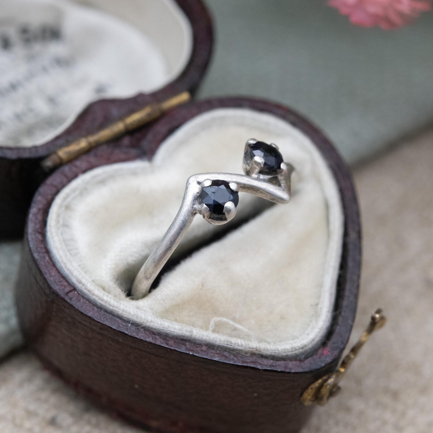 Vintage Sterling Silver Two Stone Sapphire Ring - UK Size - J 1/2 | US Size - 5