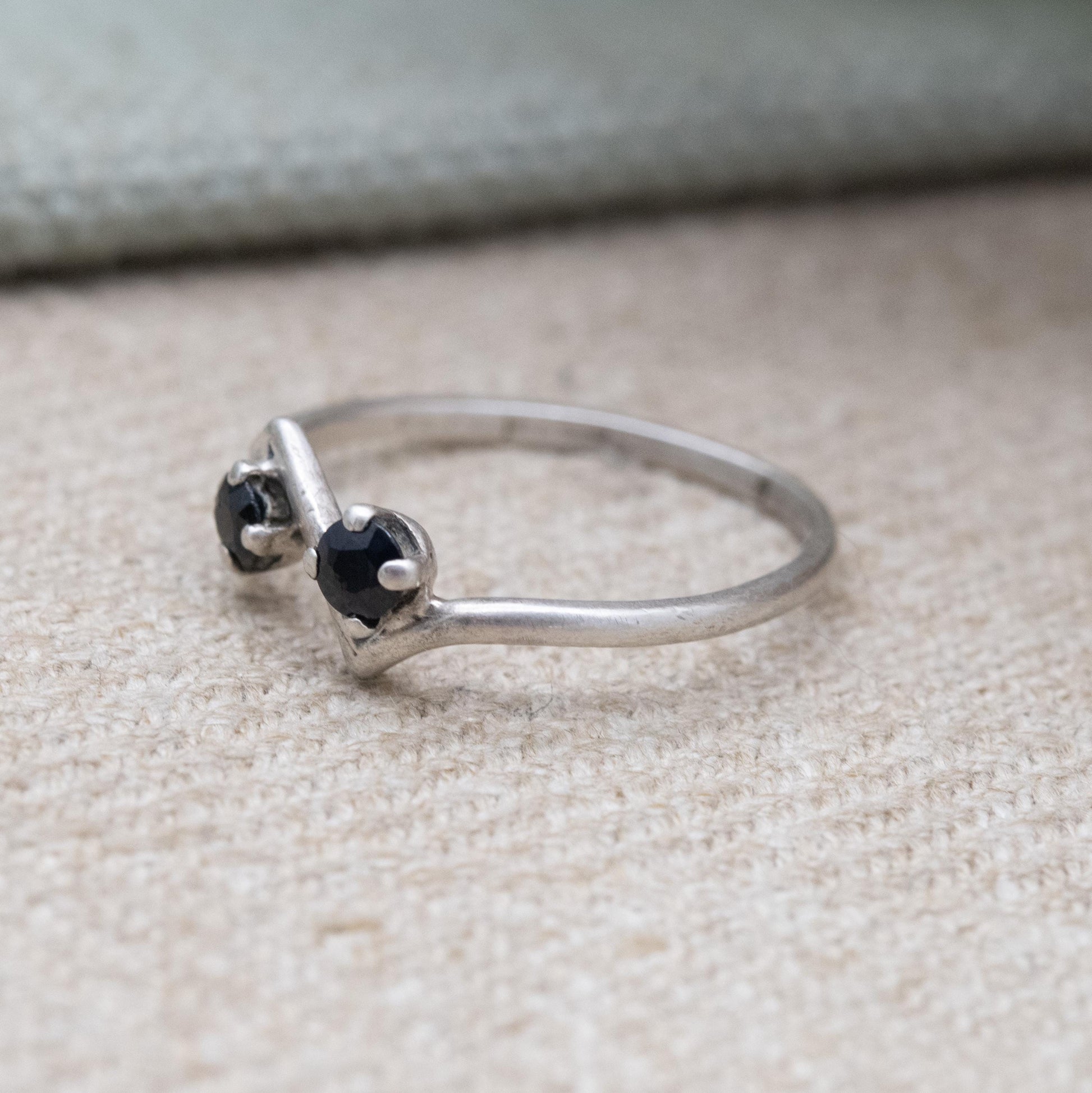 Vintage Sterling Silver Two Stone Sapphire Ring - UK Size - J 1/2 | US Size - 5