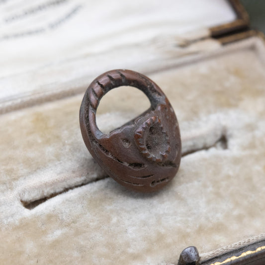 Vintage Carved Peach Pit Basket Pendant or Charm c. 1930s Folk Art
