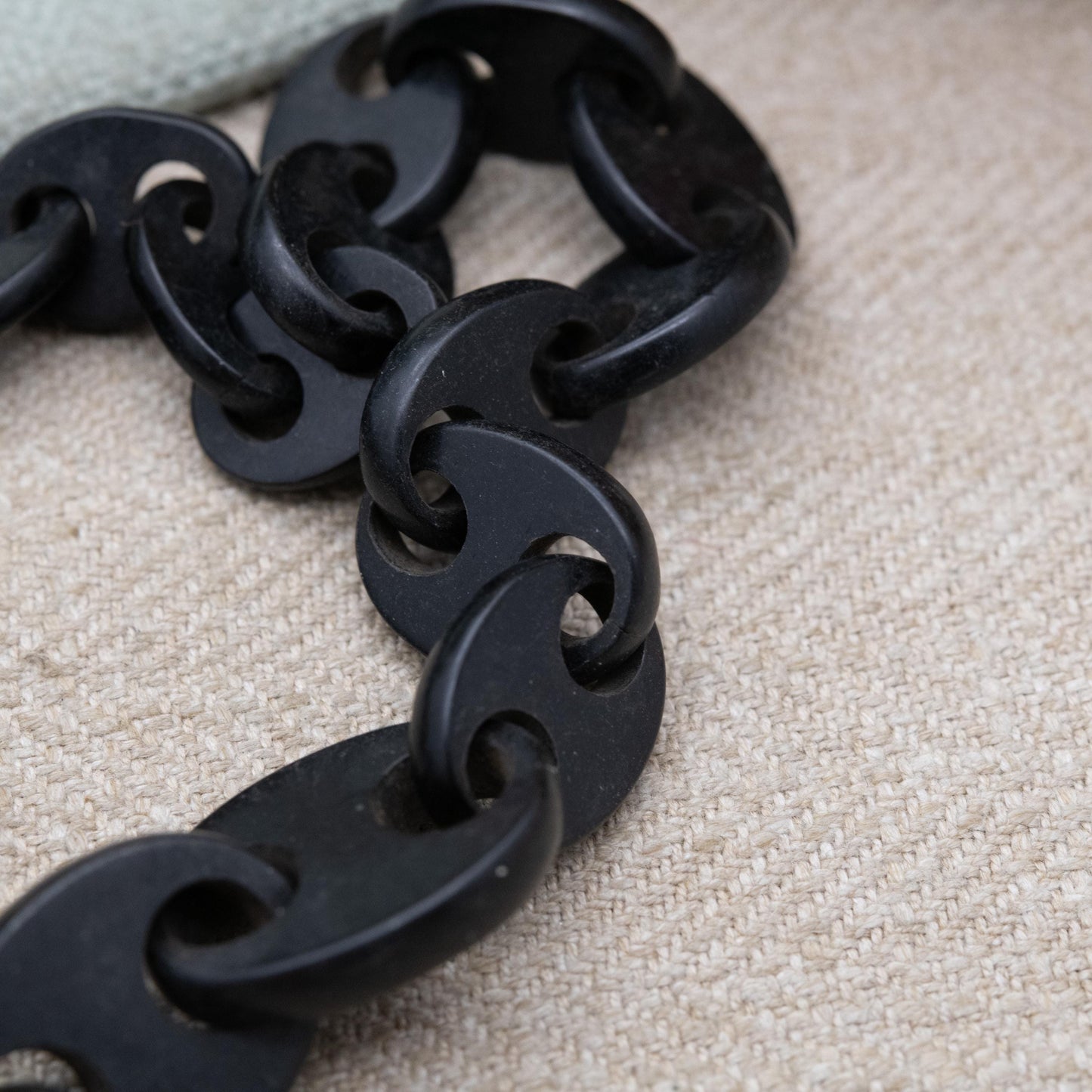Antique Victorian Vulcanite Chain Necklace 18" Graduated Anchor Links c. 1880s