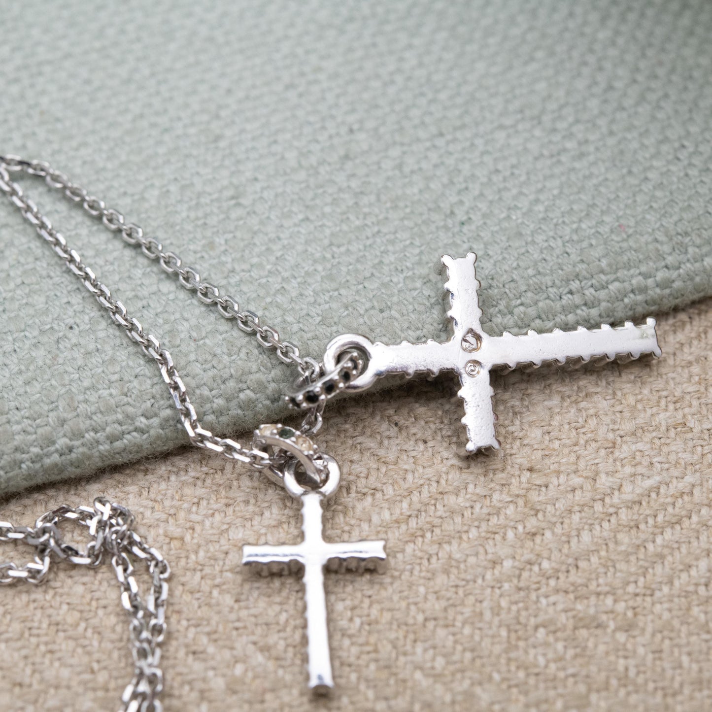 Swarovski Double Cross Pendant Necklace - Black and White Crystals