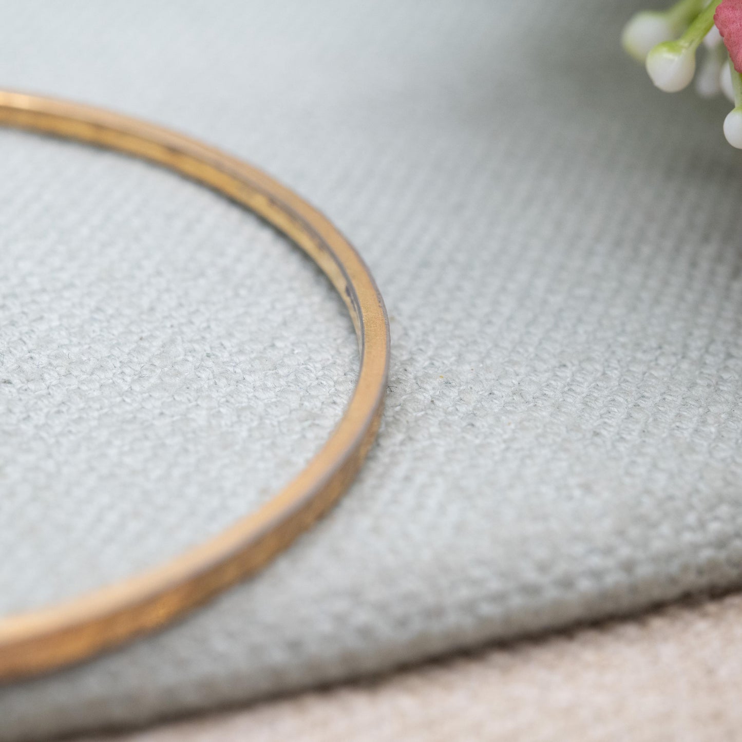 Vintage Rolled Gold Bangle Bracelet with Double Diamond Cut Lines