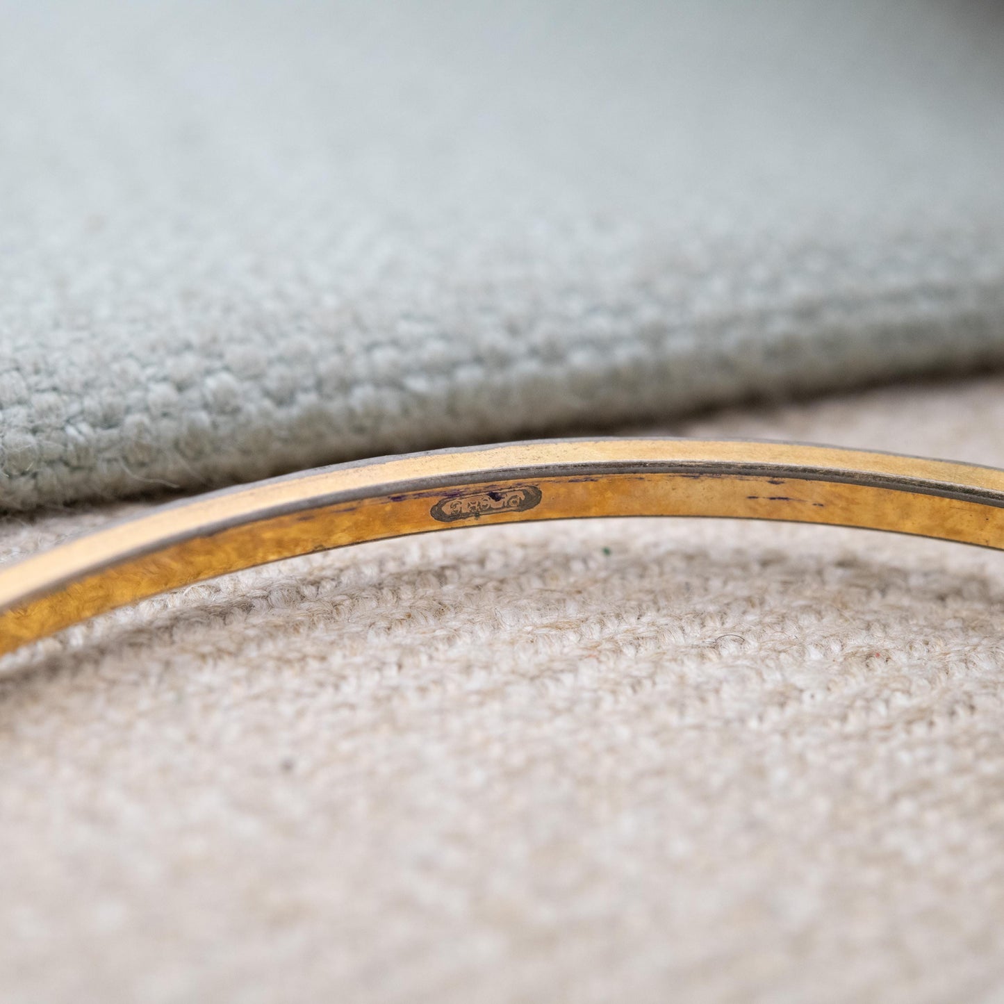 Vintage Rolled Gold Bangle Bracelet with Double Diamond Cut Lines