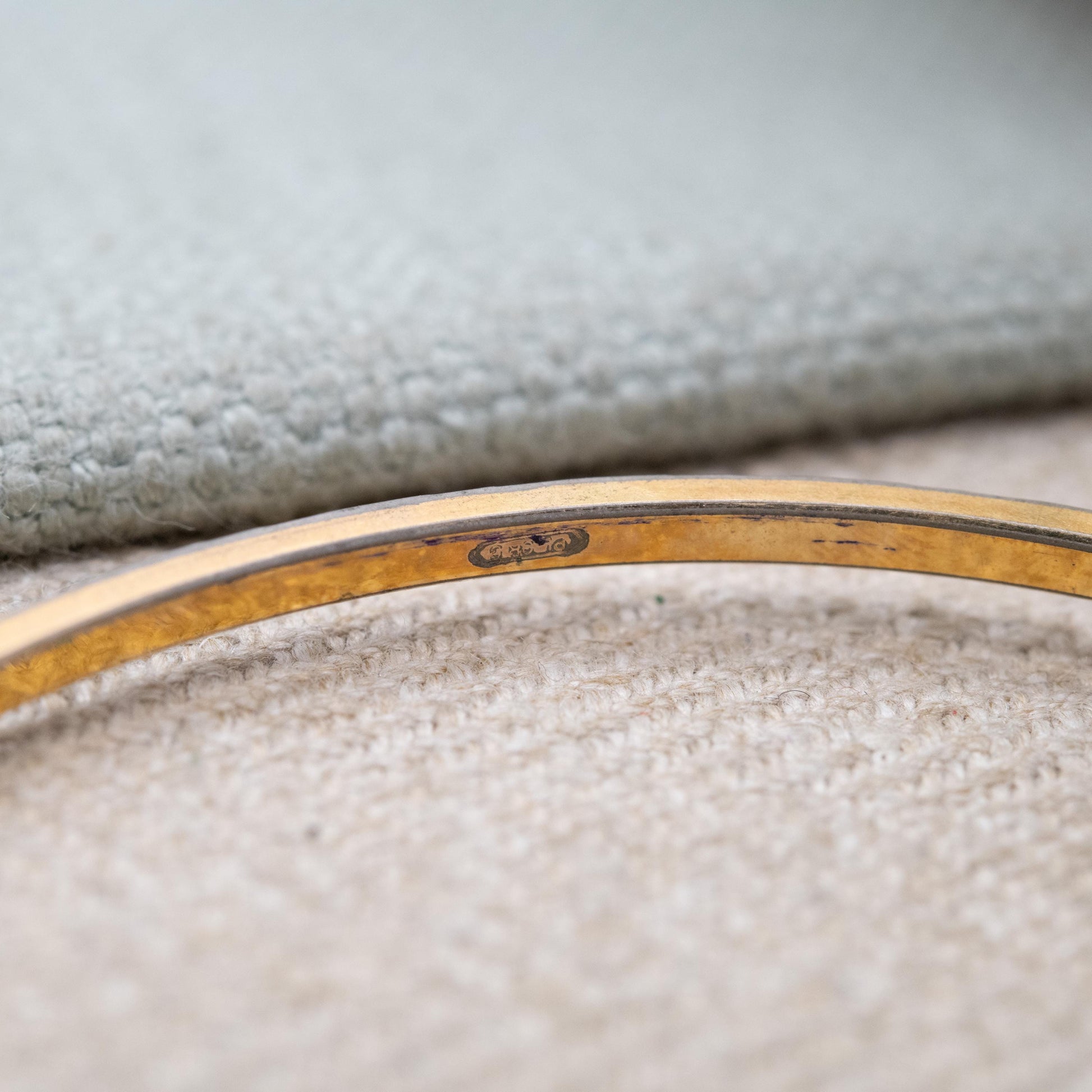 Vintage Rolled Gold Bangle Bracelet with Double Diamond Cut Lines