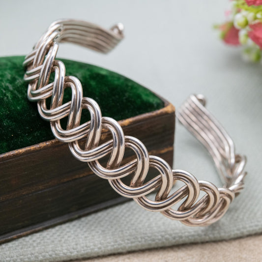 Sterling Silver Rope Twisted Open Cuff Bracelet - Traditional Style Jewellery Gift for Her