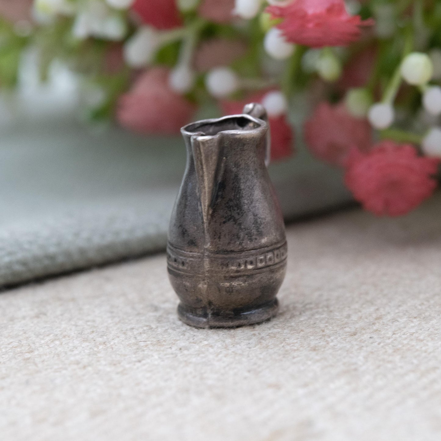 Vintage Sterling Silver Jug Charm Pendant - Decanter | Ornate Design | Gift for Charm Bracelet