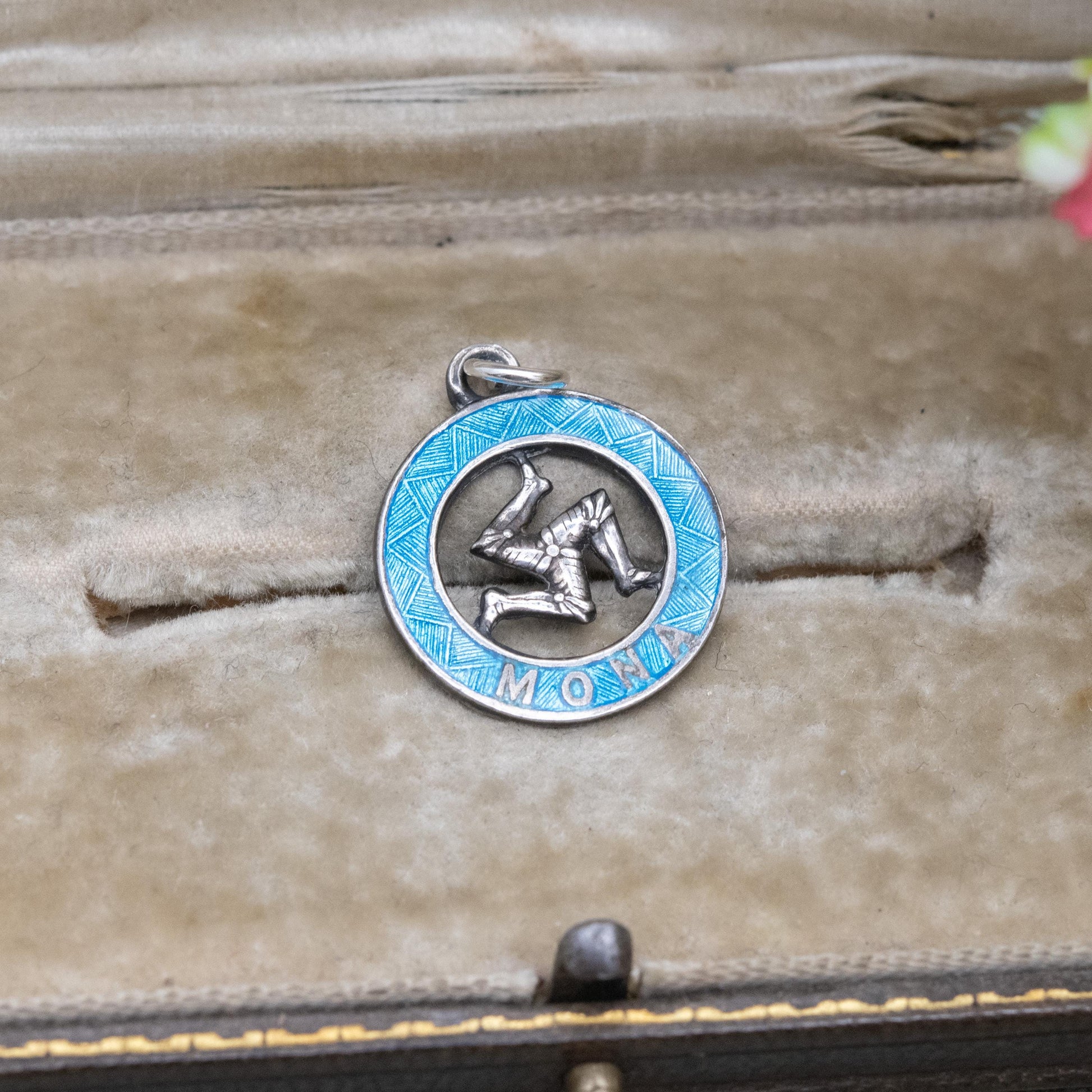 Vintage Charles Horner Sterling Silver Enamel Isle of Man Triskelion Charm Pendant - Souvenir for Charm Necklace