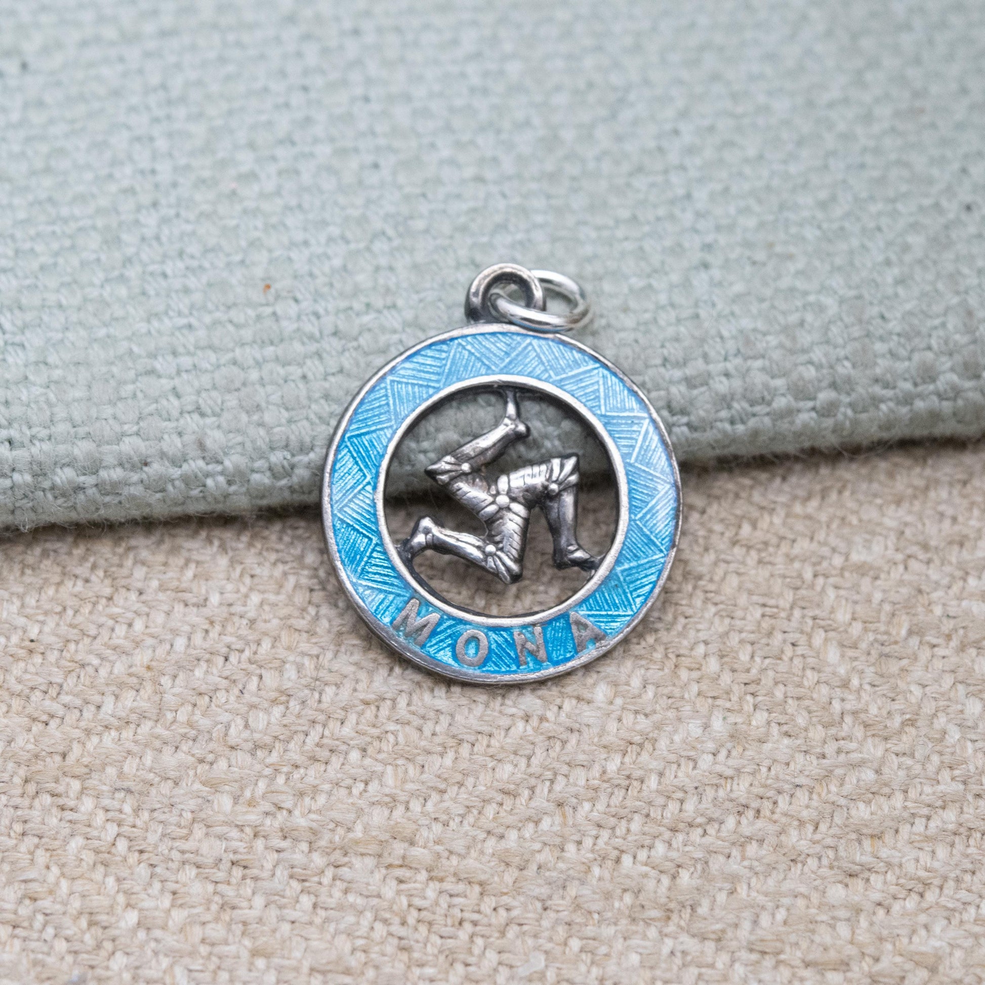 Vintage Charles Horner Sterling Silver Enamel Isle of Man Triskelion Charm Pendant - Souvenir for Charm Necklace