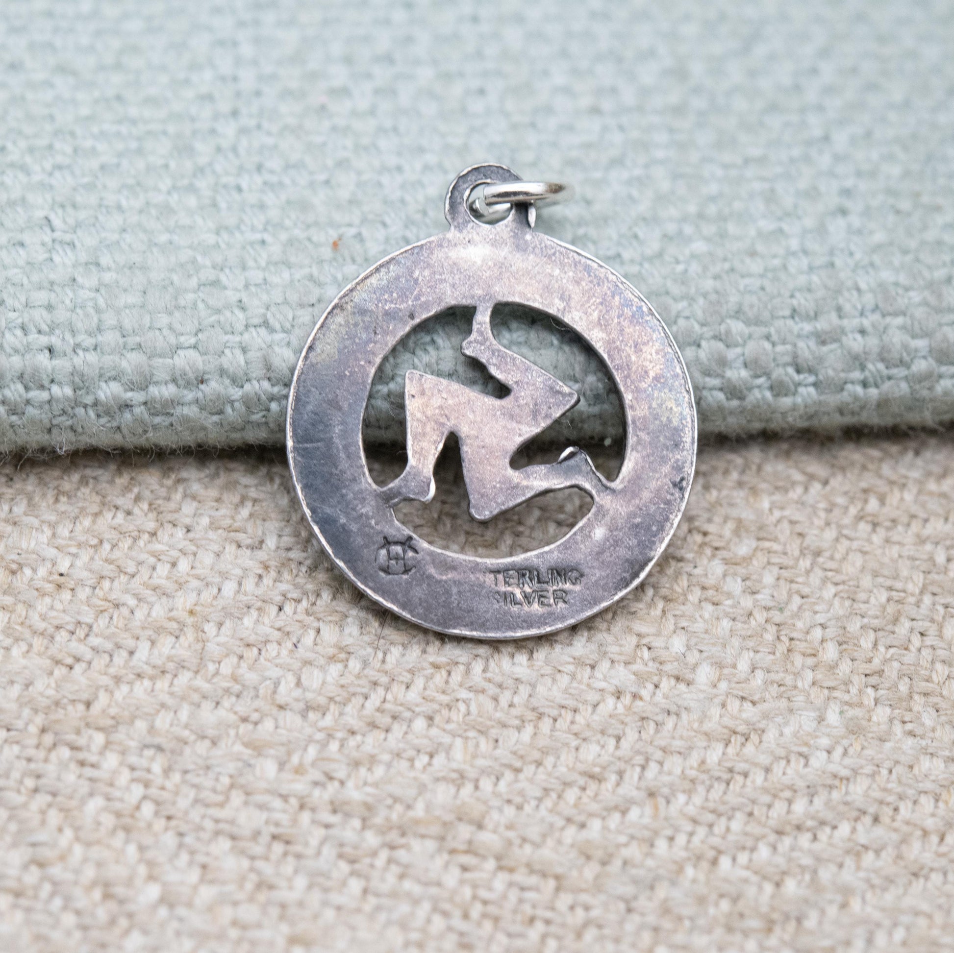 Vintage Charles Horner Sterling Silver Enamel Isle of Man Triskelion Charm Pendant - Souvenir for Charm Necklace