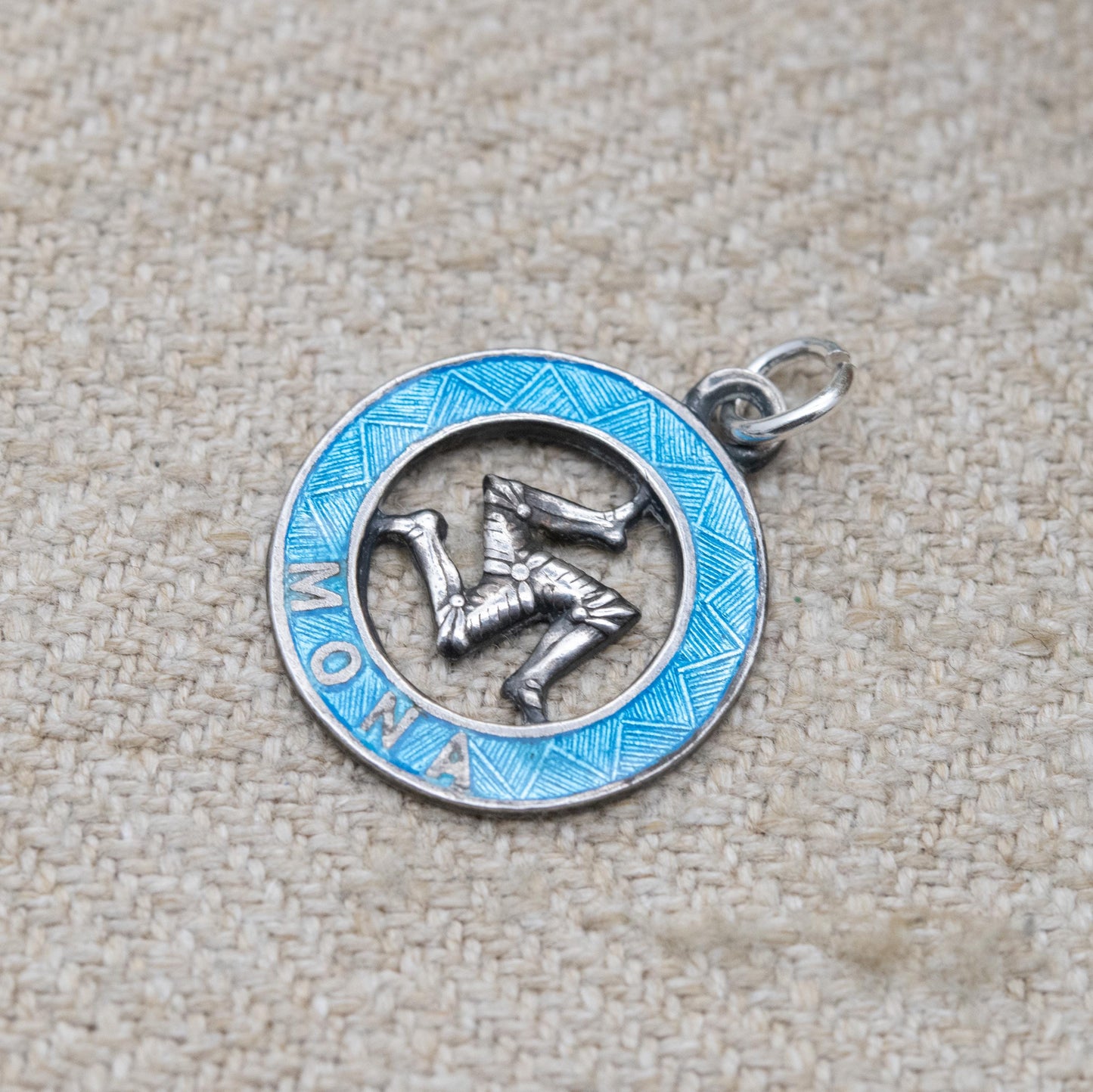 Vintage Charles Horner Sterling Silver Enamel Isle of Man Triskelion Charm Pendant - Souvenir for Charm Necklace