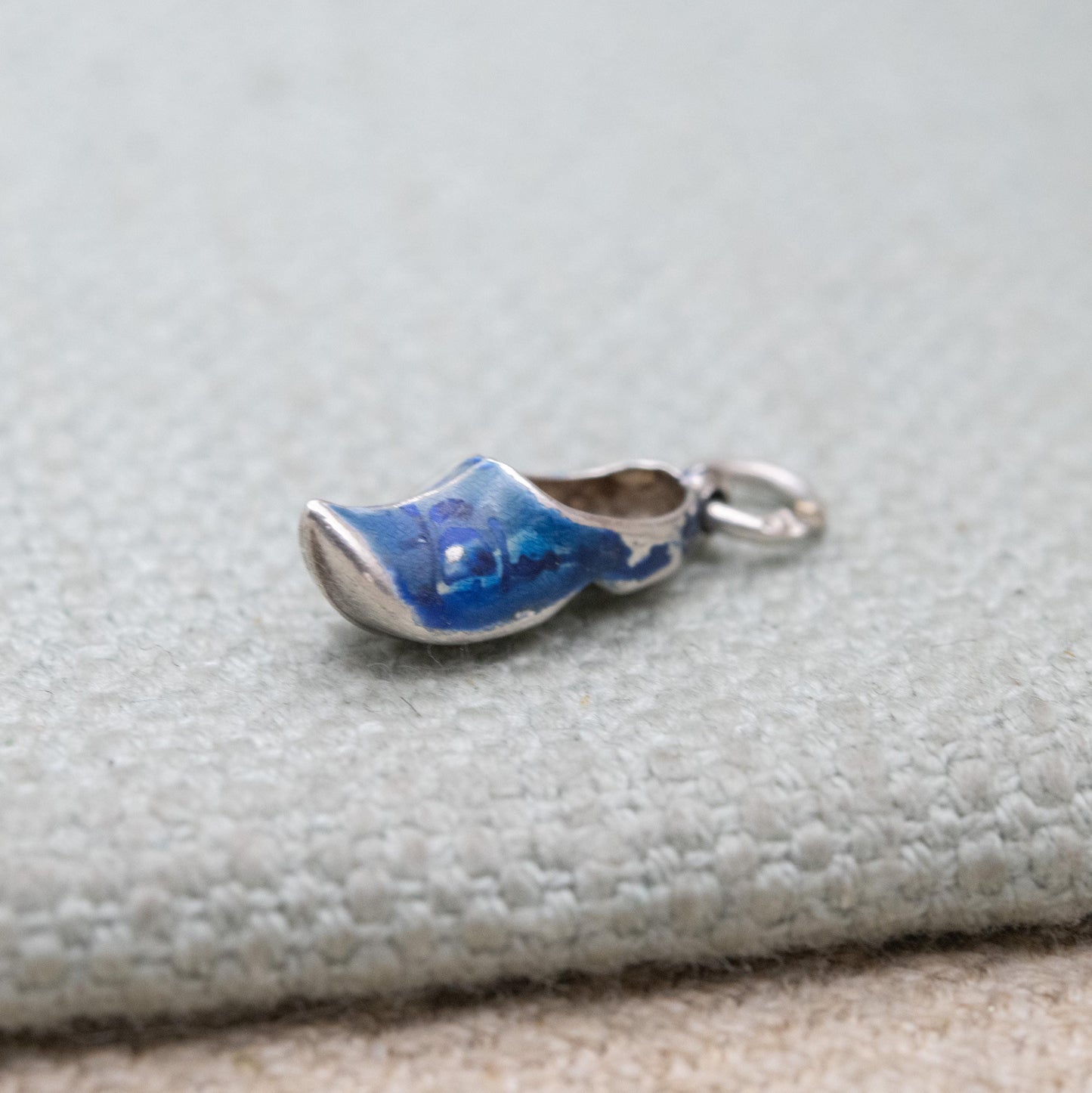 Vintage European Silver Enamel Dutch Clog Charm Pendant - Traditional Shoe | Netherlands Travel Souvenir | Gift for Charm Bracelet