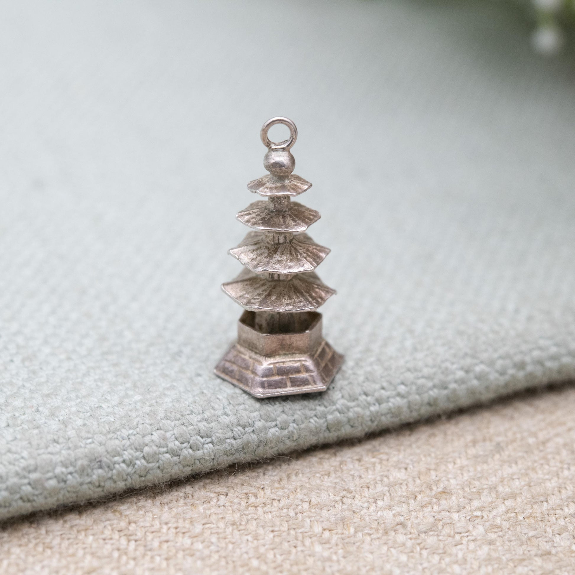 Vintage Sterling Silver Pagoda Charm Pendant - Japanese Gardens | Japan Souvenir Gift for Charm Bracelet