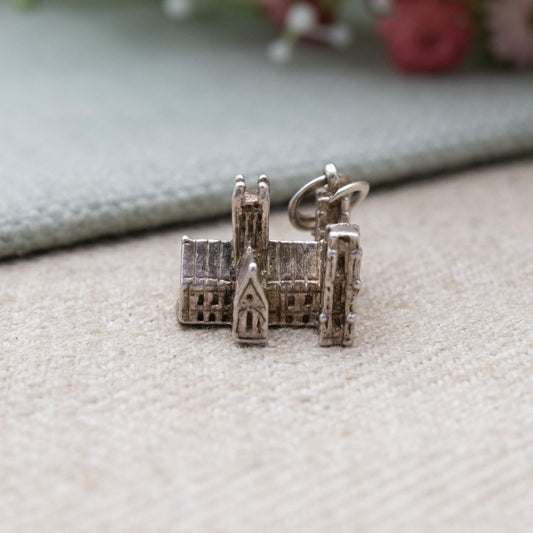 Vintage Sterling Silver Cathedral Charm Pendant - Wells Cathedral | Somerset England | Travel | Souvenir Gift for Charm Bracelet