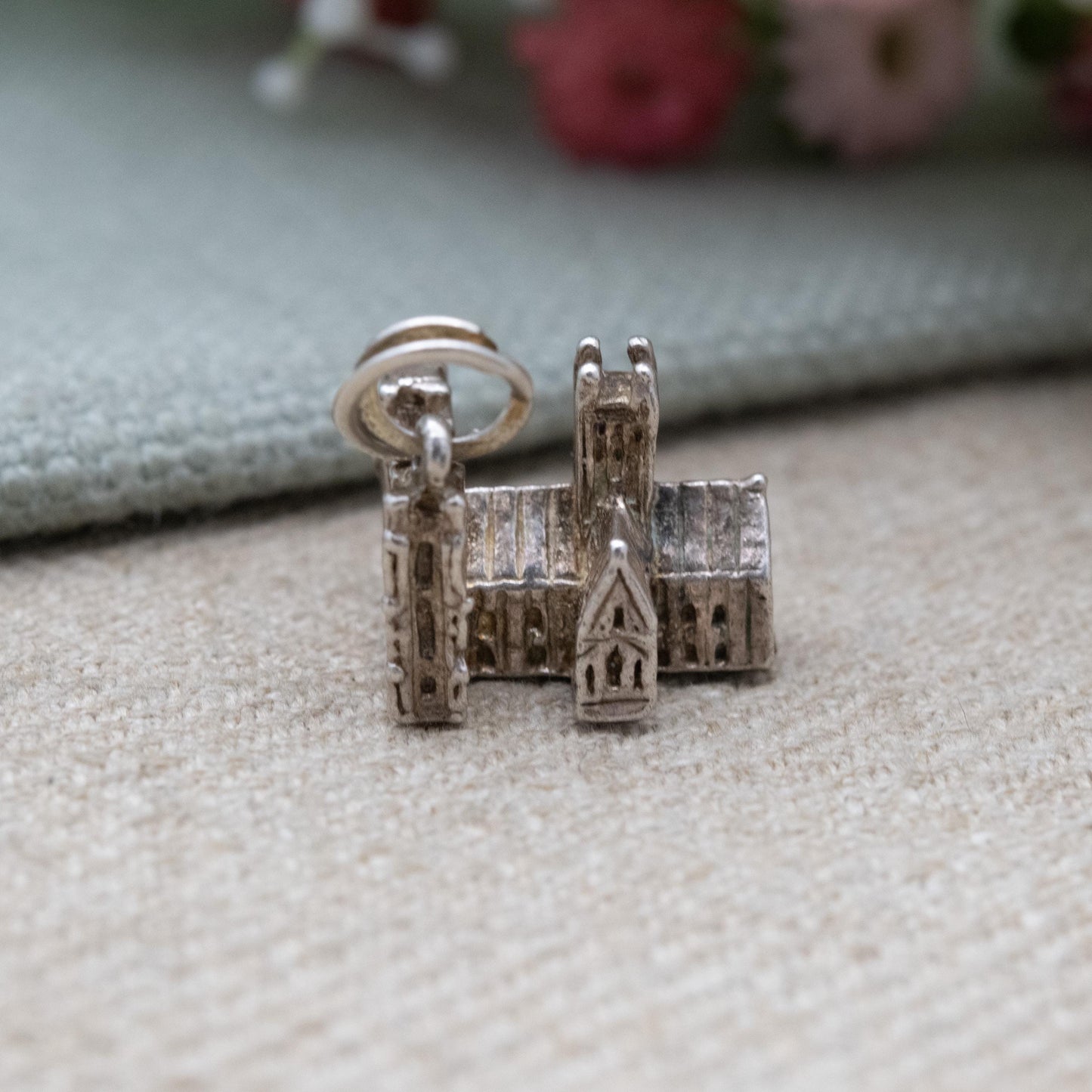 Vintage Sterling Silver Cathedral Charm Pendant - Wells Cathedral | Somerset England | Travel | Souvenir Gift for Charm Bracelet