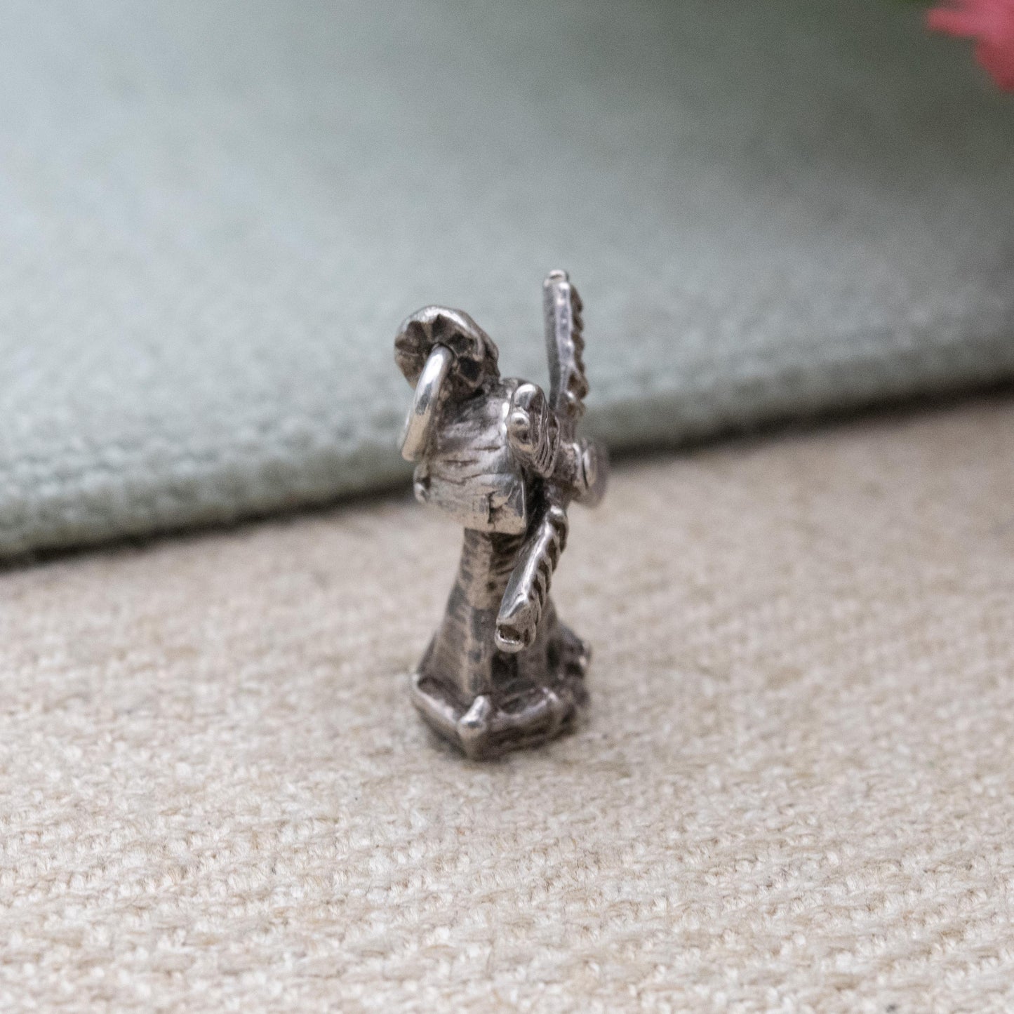 Vintage Sterling Silver Moving Windmill Charm Pendant - Detailed Gift for Charm Bracelet Necklace