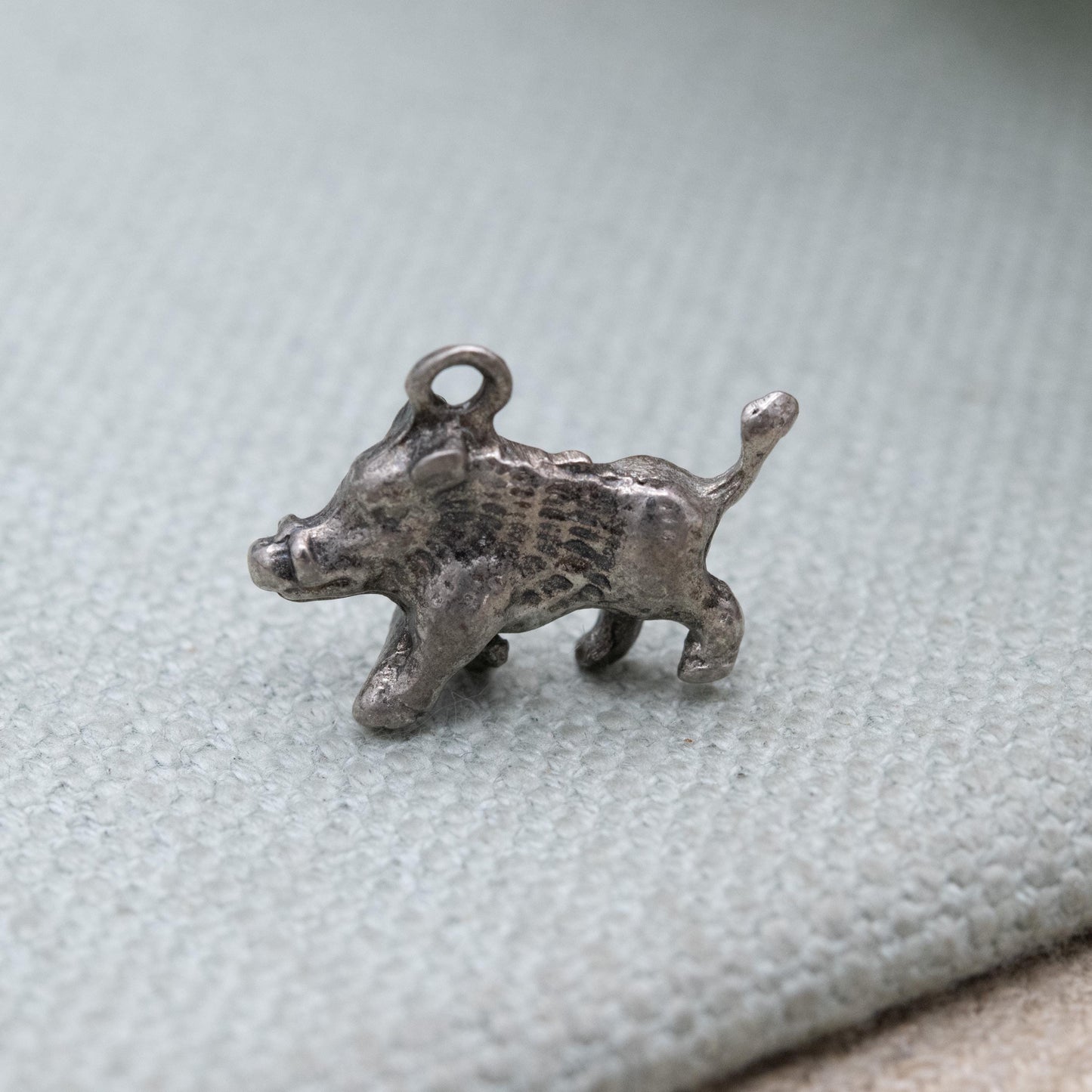 Vintage Sterling Silver Boar Charm Pendant - Detailed Warthog Pig Animal Jewellery | Nature Lover Charm Bracelet Necklace