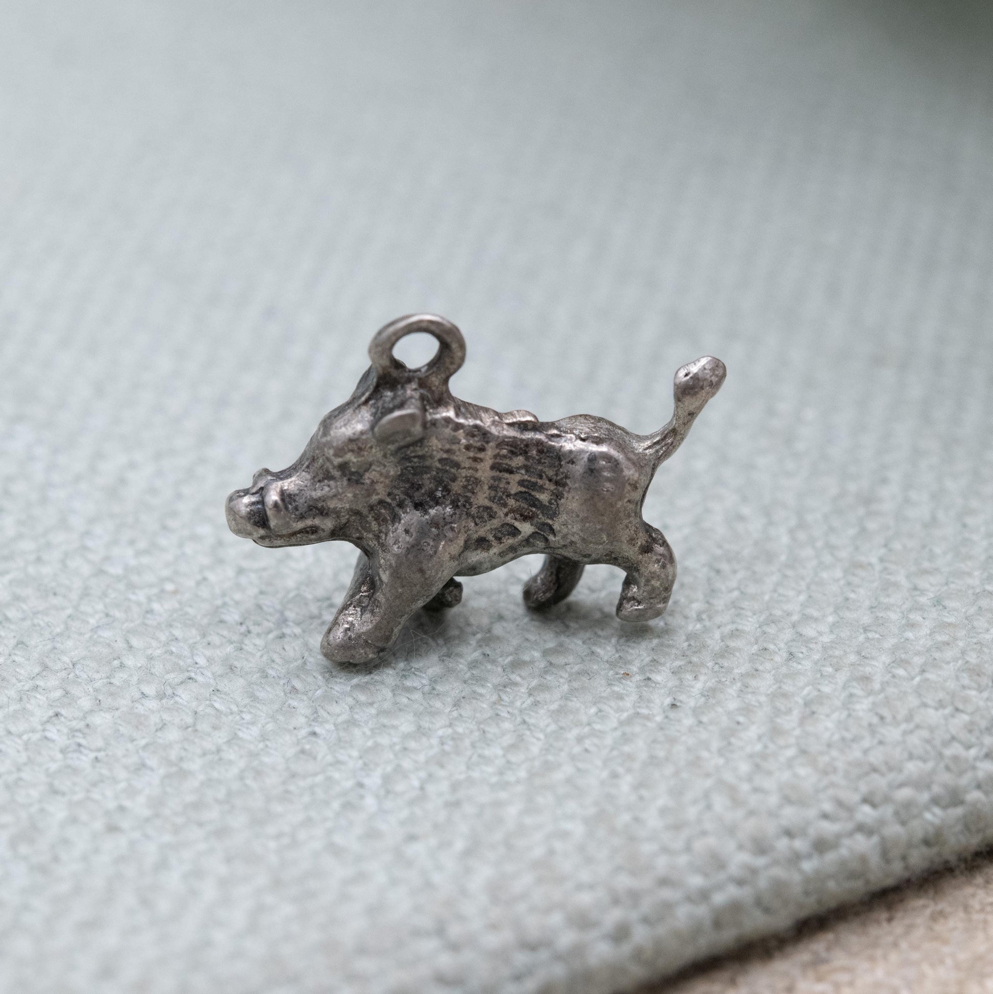 Vintage Sterling Silver Boar Charm Pendant - Detailed Warthog Pig Animal Jewellery | Nature Lover Charm Bracelet Necklace