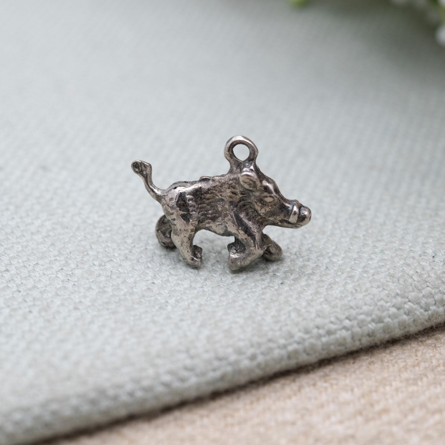 Vintage Sterling Silver Boar Charm Pendant - Detailed Warthog Pig Animal Jewellery | Nature Lover Charm Bracelet Necklace