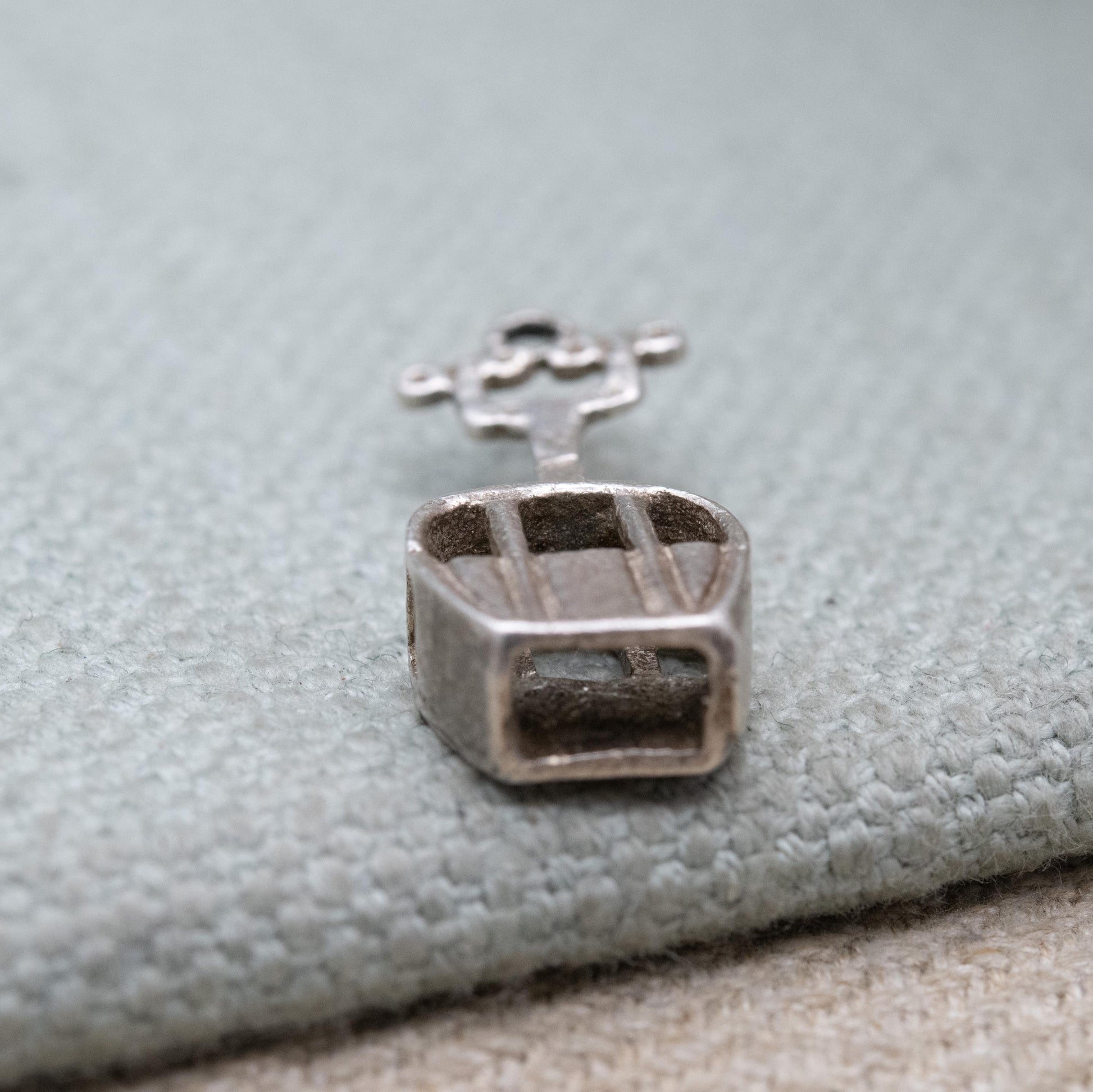 Vintage Sterling Silver Cable Car Charm Pendant - Ski Lift Gondola | Snow Sport | Winter | Gift for Charm Bracelet