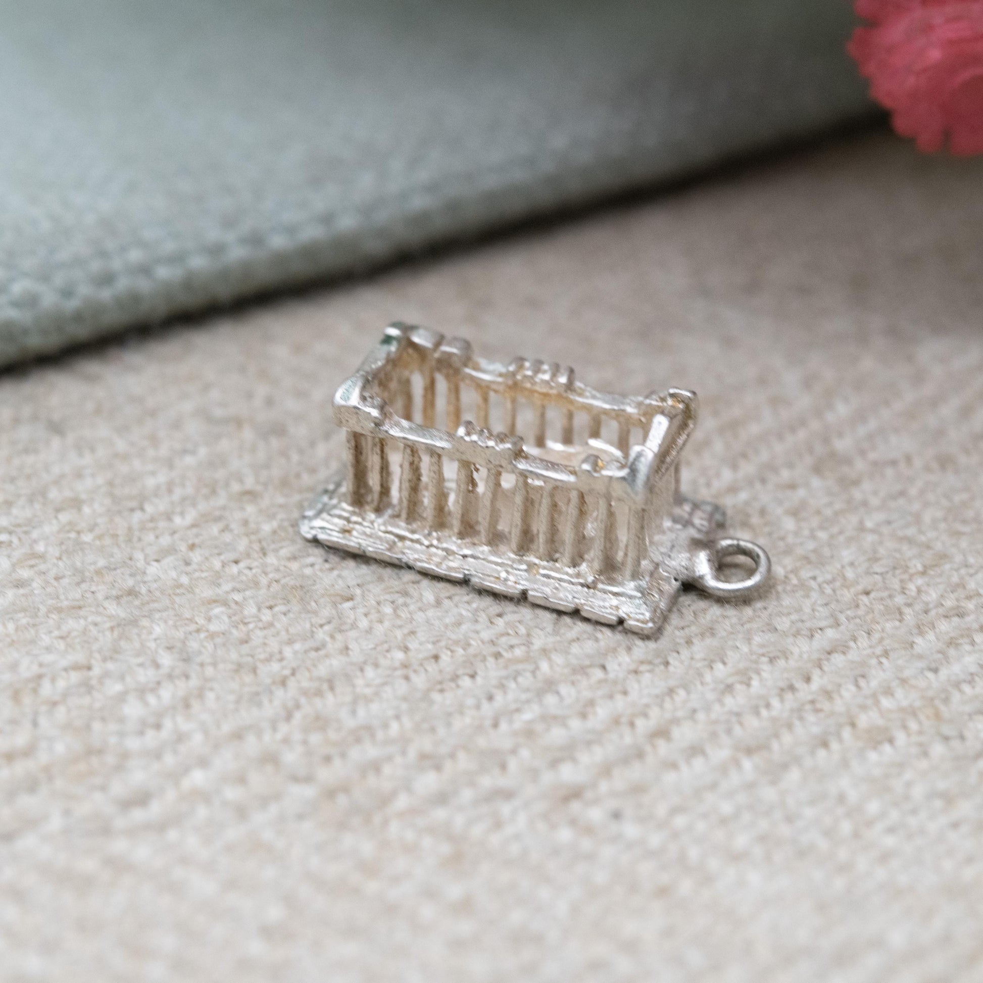 Vintage European Silver Athens Parthenon Charm Pendant - Ruined Temple | Ancient Greece Souvenir | Acropolis Gift for Charm Bracelet