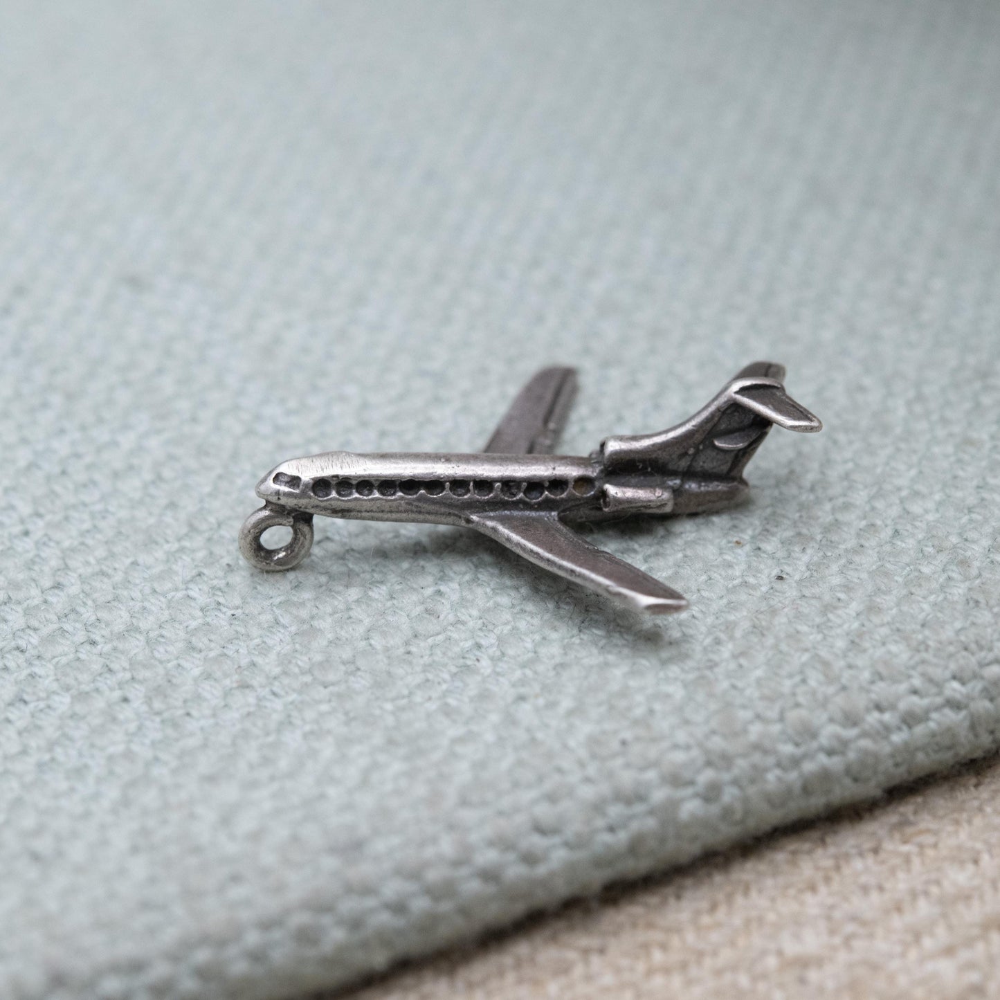 Vintage Sterling Silver Airplane Travel Charm Pendant - Passenger Jet Aircraft | Gift for Charm Bracelet Necklace