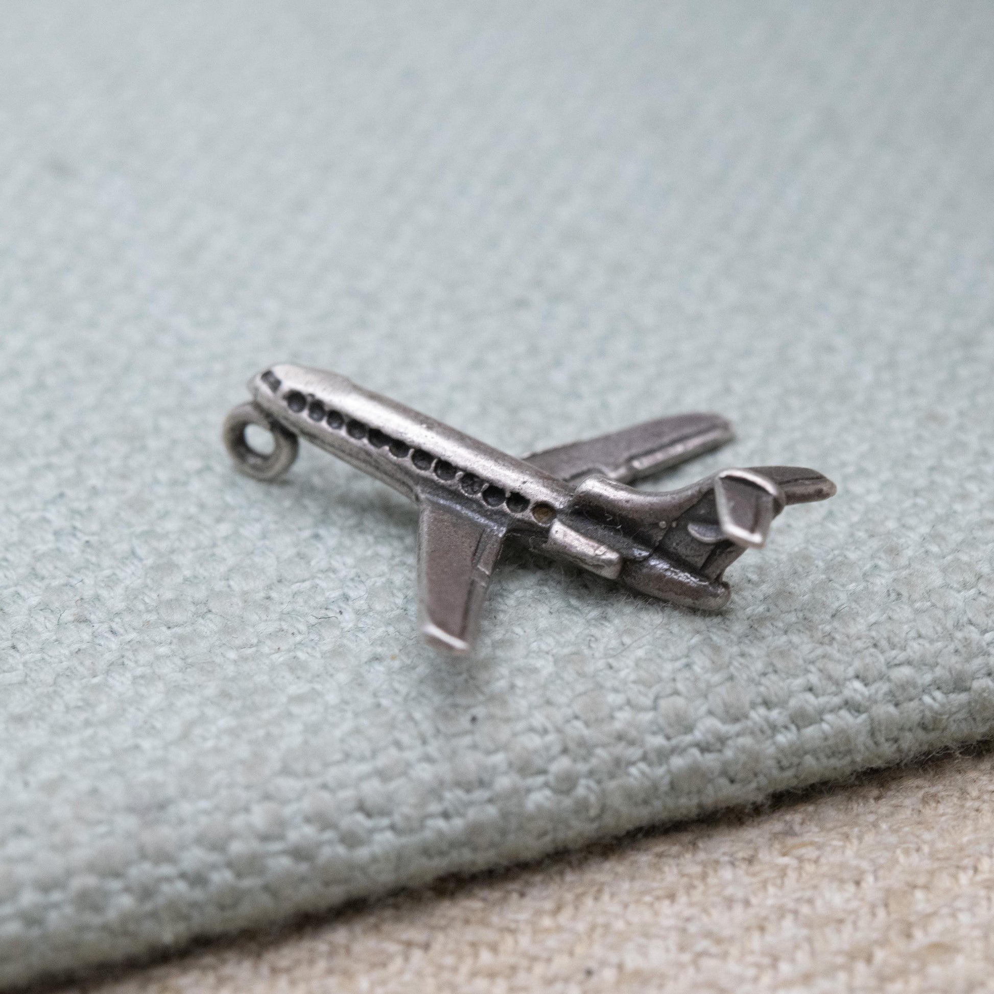 Vintage Sterling Silver Airplane Travel Charm Pendant - Passenger Jet Aircraft | Gift for Charm Bracelet Necklace