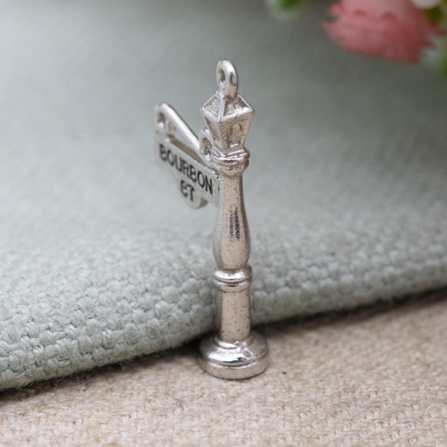 Vintage Sterling Silver Bourbon Street Lamp Post Charm Pendant - New Orleans Souvenir | American Travel Gift for Charm Bracelet