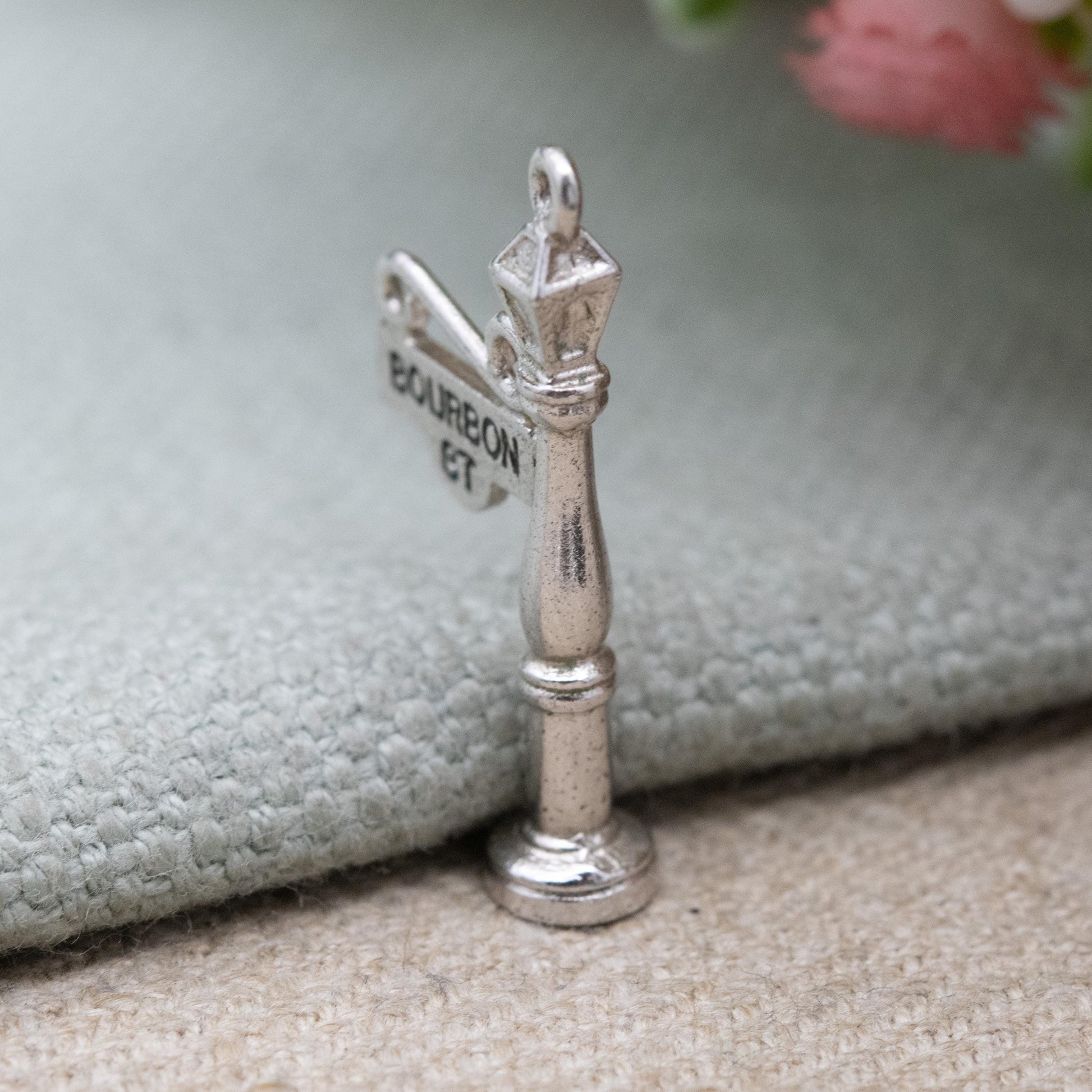 Vintage Sterling Silver Bourbon Street Lamp Post Charm Pendant - New Orleans Souvenir | American Travel Gift for Charm Bracelet