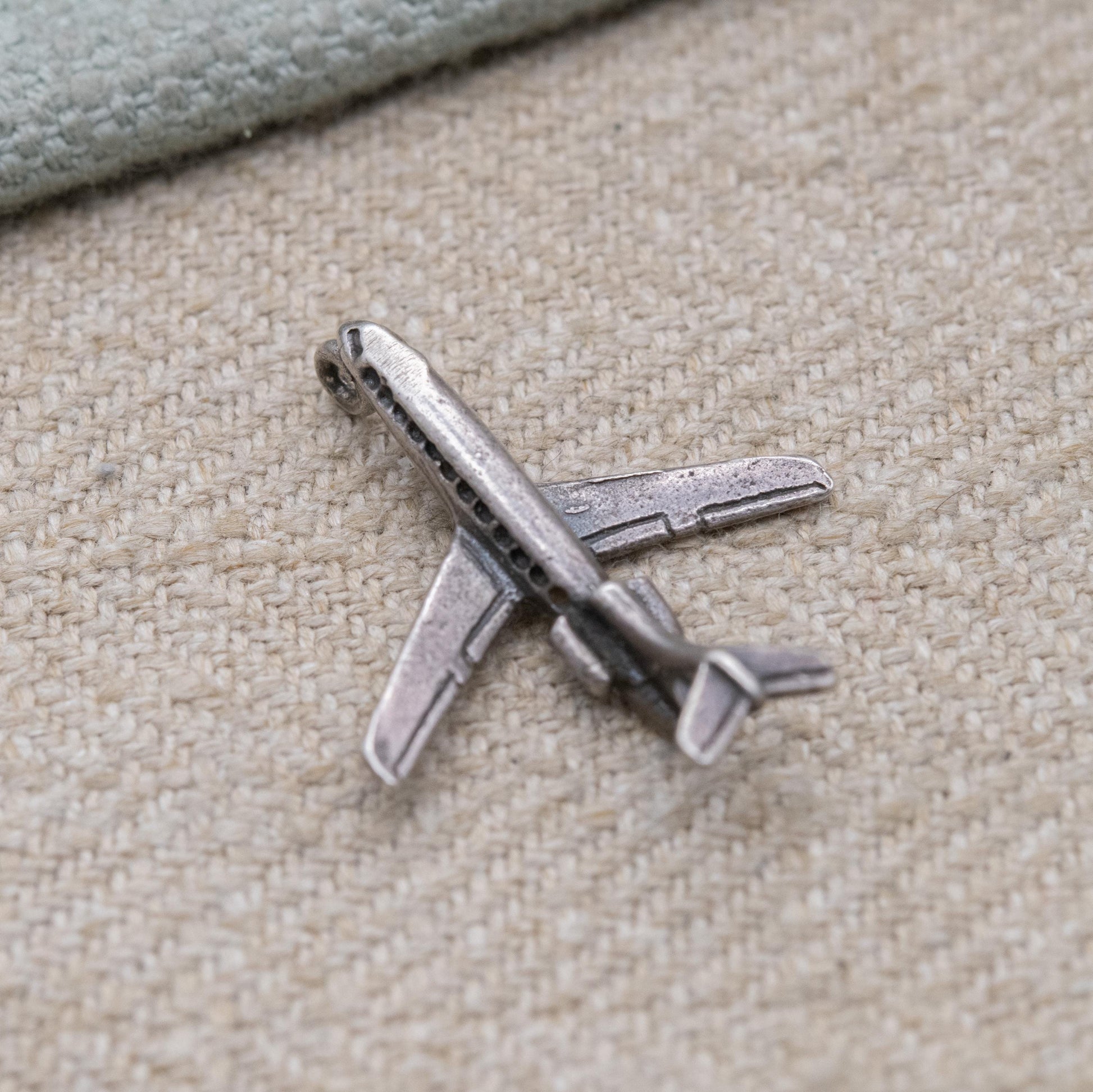 Vintage Sterling Silver Airplane Travel Charm Pendant - Passenger Jet Aircraft | Gift for Charm Bracelet Necklace