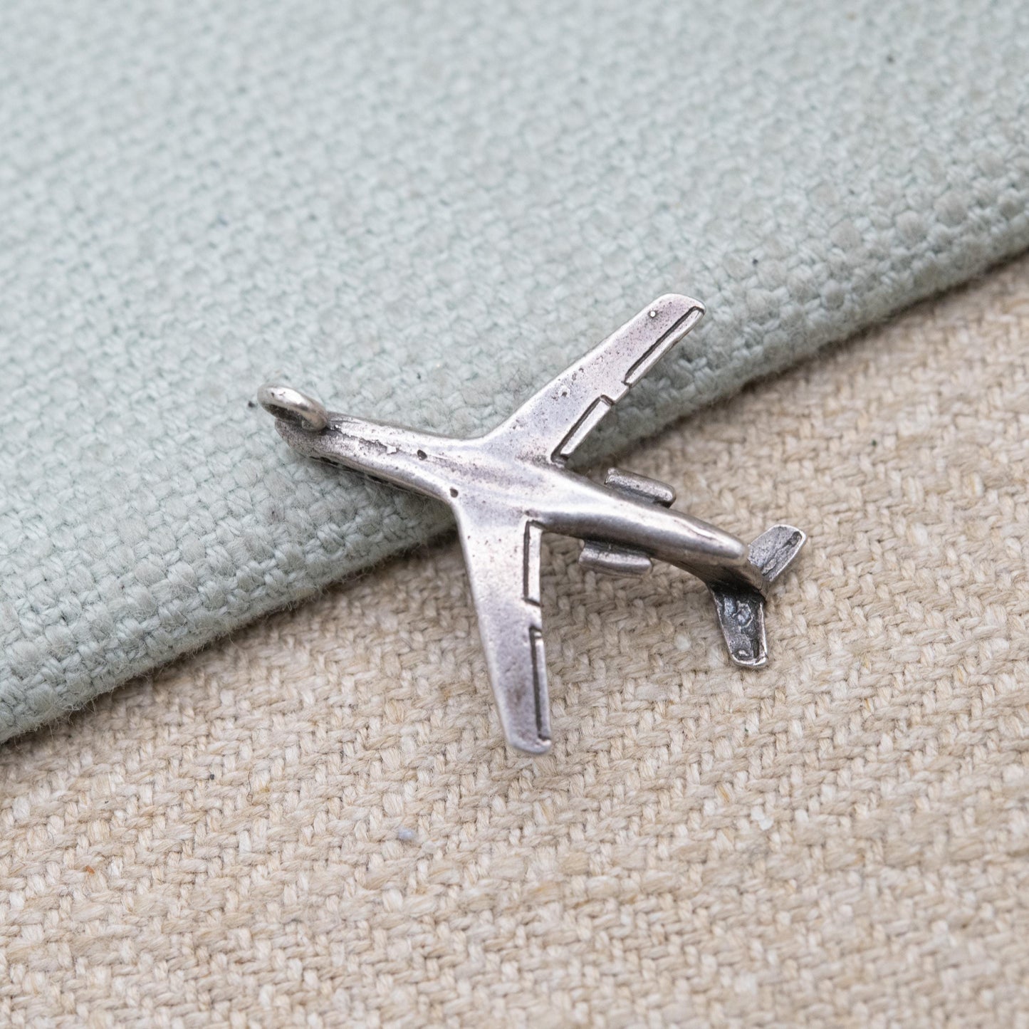 Vintage Sterling Silver Airplane Travel Charm Pendant - Passenger Jet Aircraft | Gift for Charm Bracelet Necklace