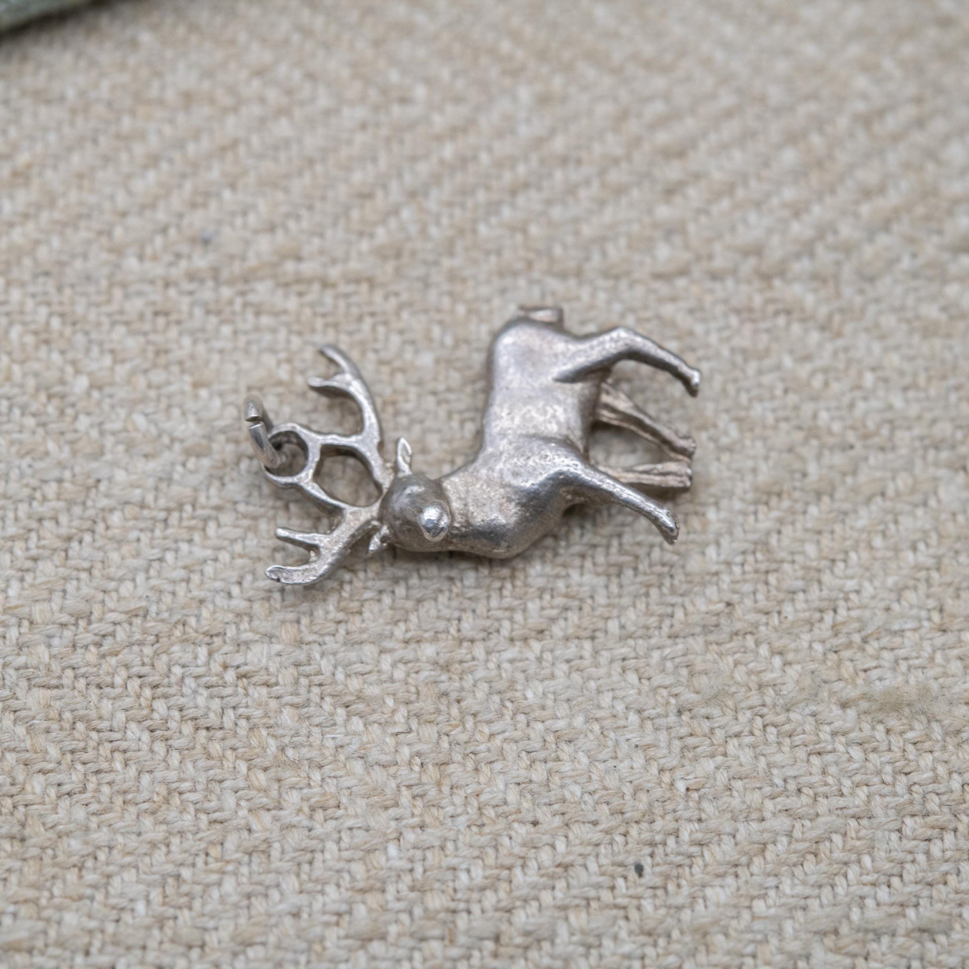 Vintage Sterling Silver Stag Charm Pendant - Deer with Horns Antlers | Animal Jewellery | Gift for Charm Bracelet