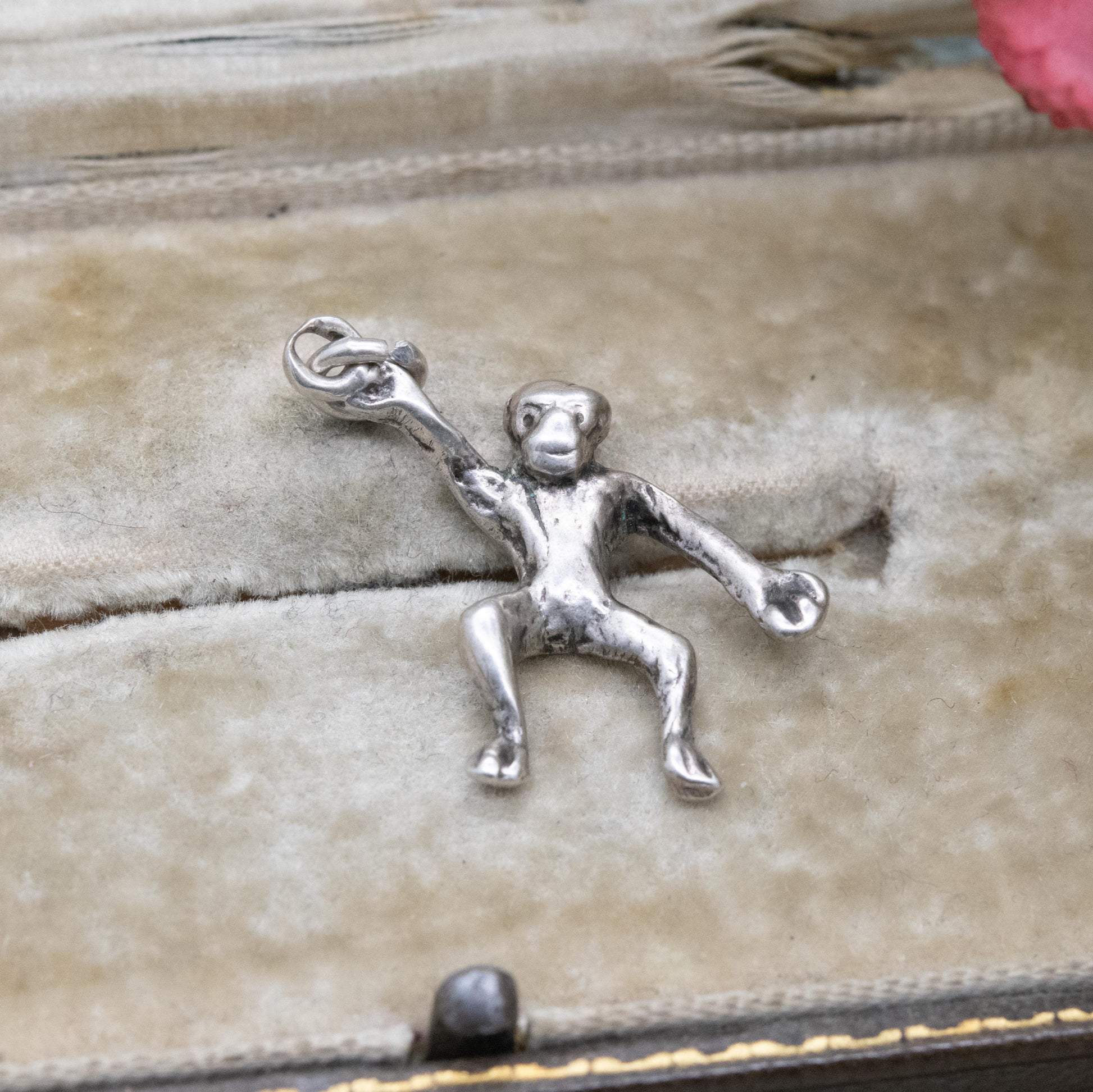 Vintage Sterling Silver Cheeky Monkey Charm Pendant - Cute Animal | Love Gift for Charm Bracelet